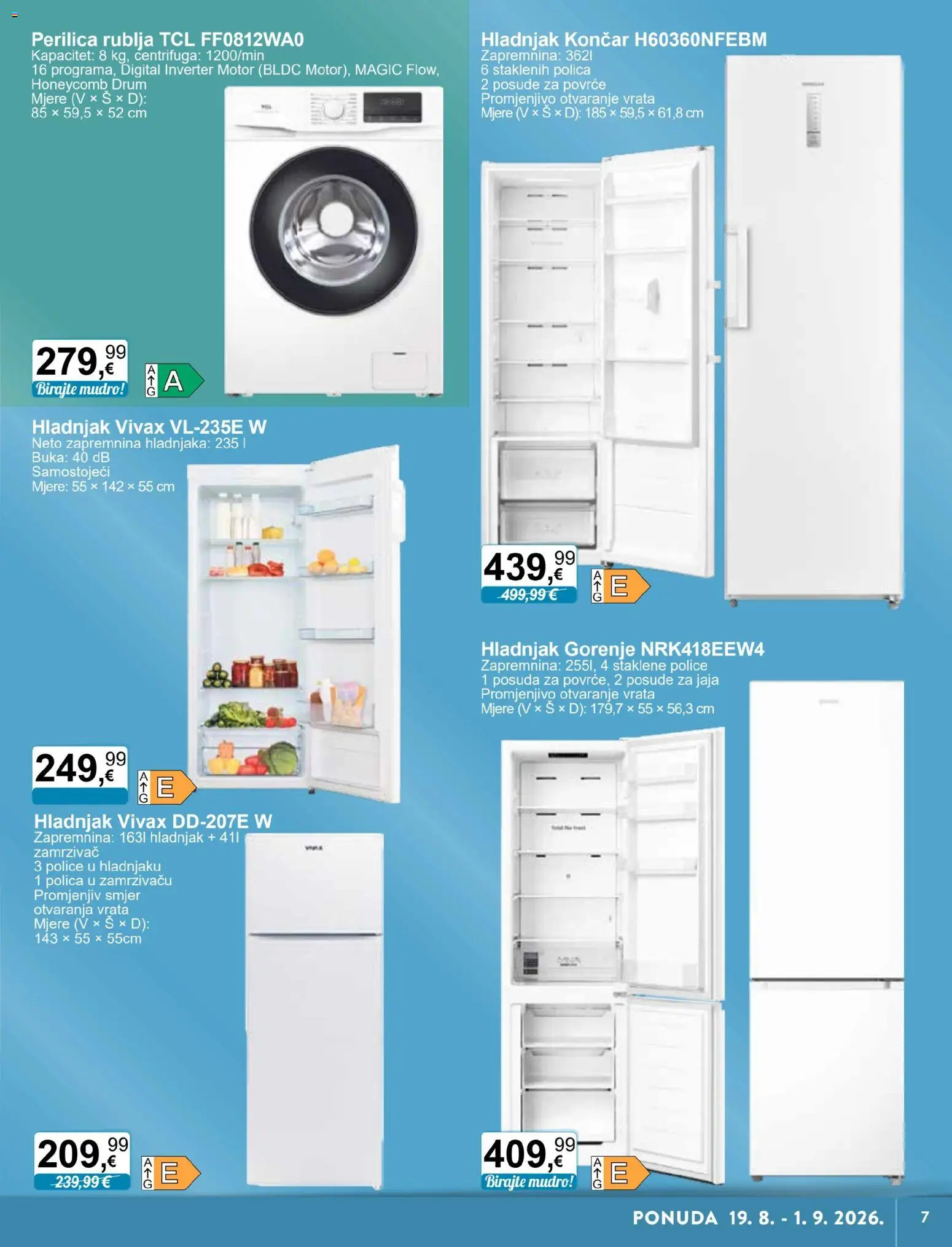 KTC katalog | vrijedi od 19.08.2026 | Stranica: 7 | Proizvodi: Jaja, Vrata, Posuđe, Zamrzivač