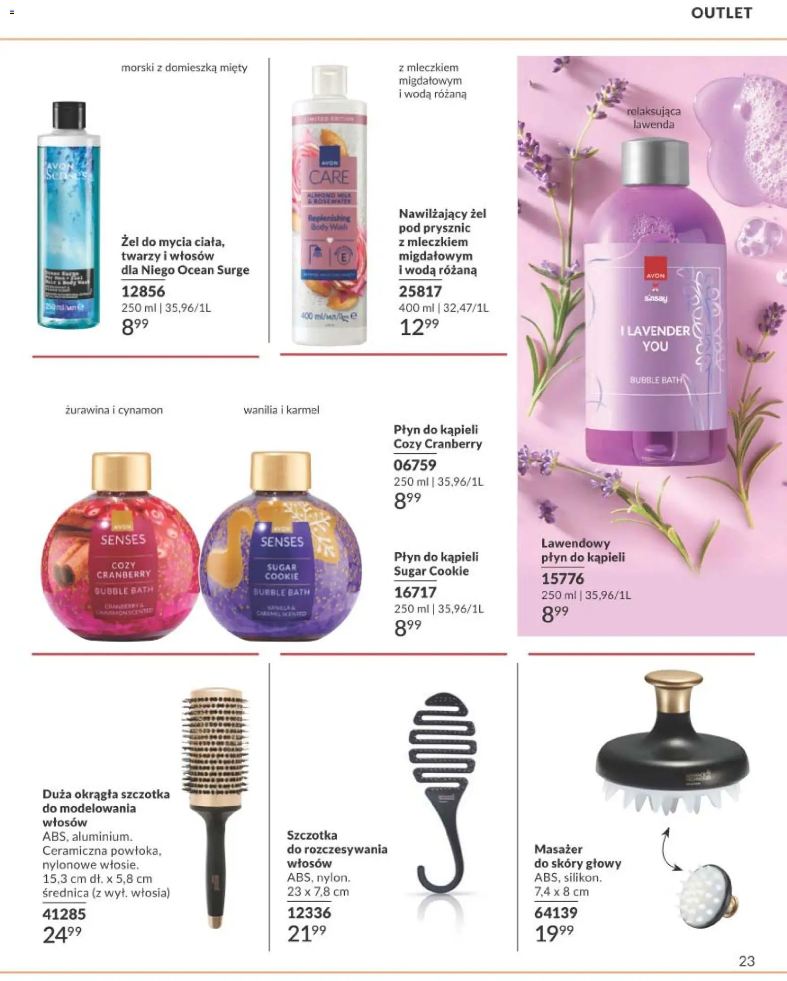 Avon Katalog Focus 10 2026 od 30.09.2026 | Strona: 23 | Produkty: Płyn do kąpieli, Szczotka, Body, Wanilia
