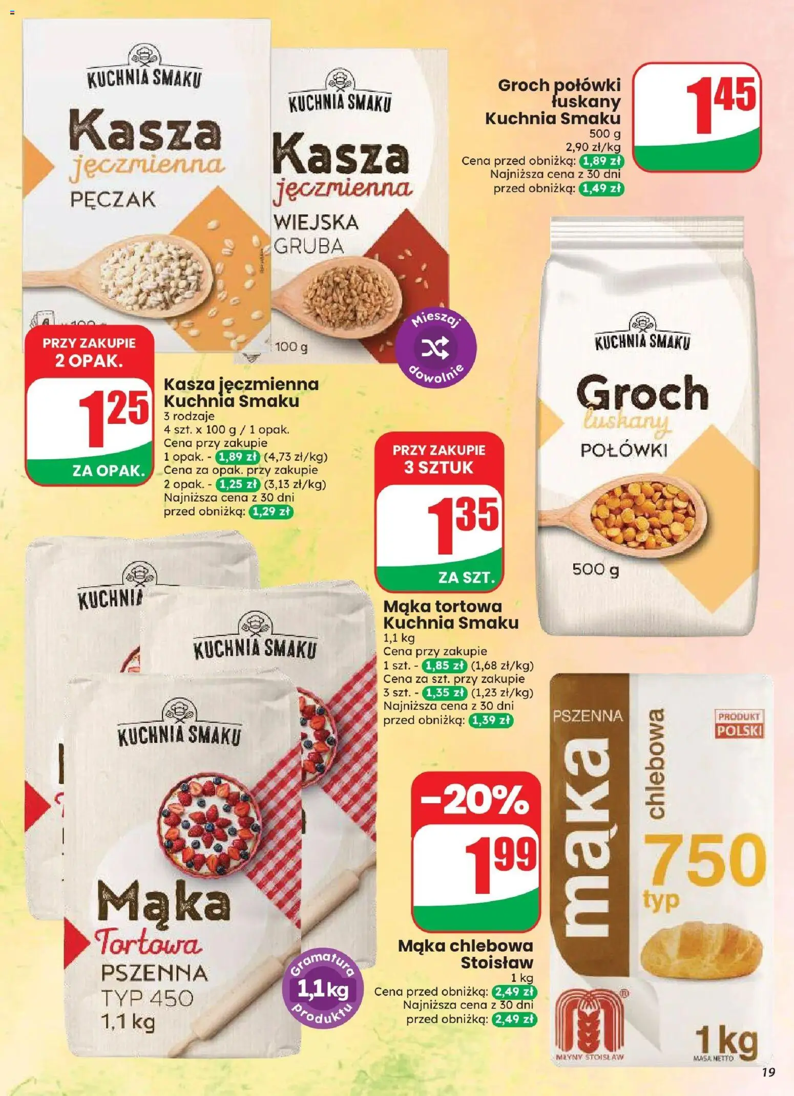Dino gazetka od 12.08.2026 | Strona: 19 | Produkty: Groch, Kasza, Mąka chlebowa, Mąka tortowa