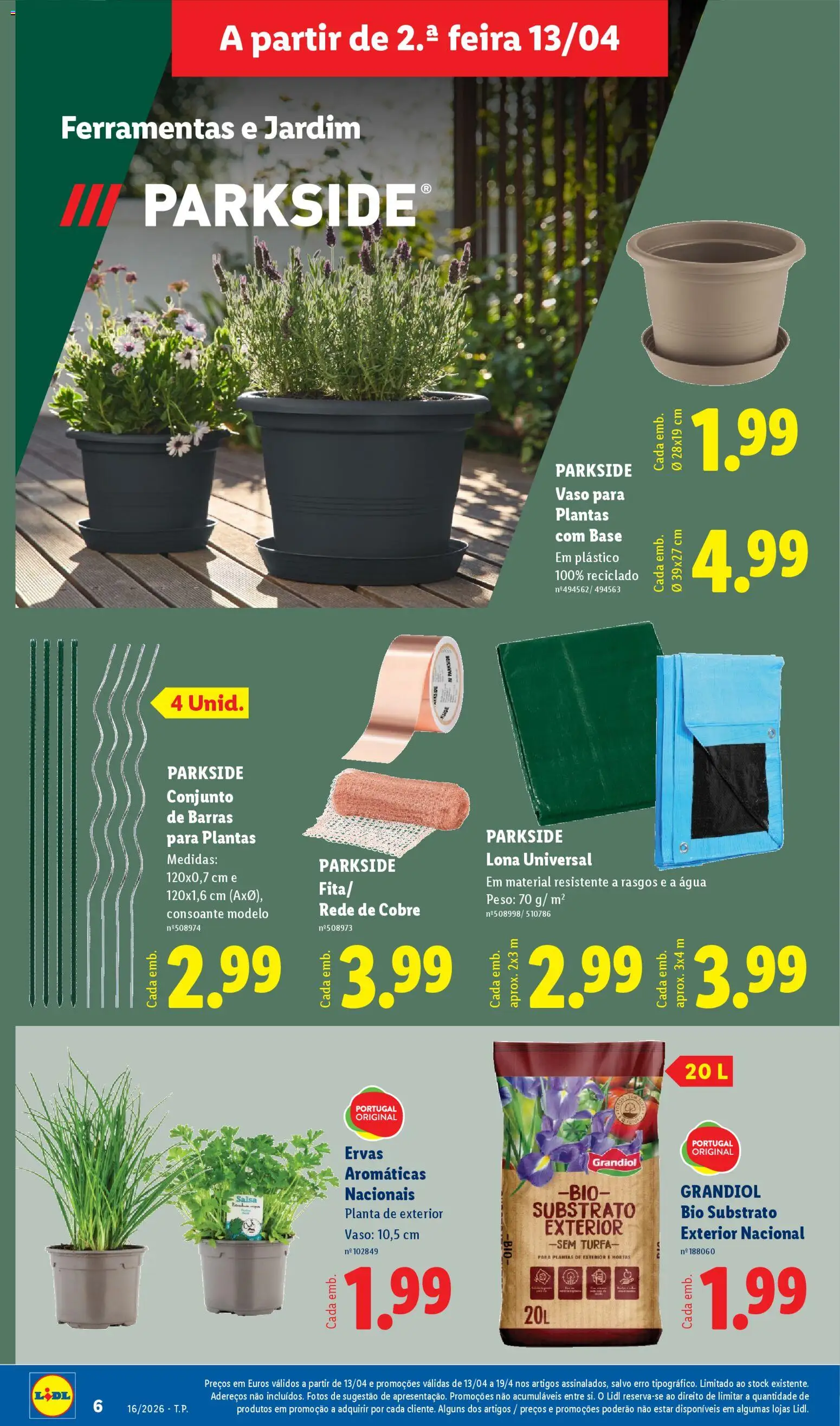 Lidl Novidades │ válido de 13.04.2026 | Página: 6 | Produtos: Agua, Ferramentas, Base, Vaso