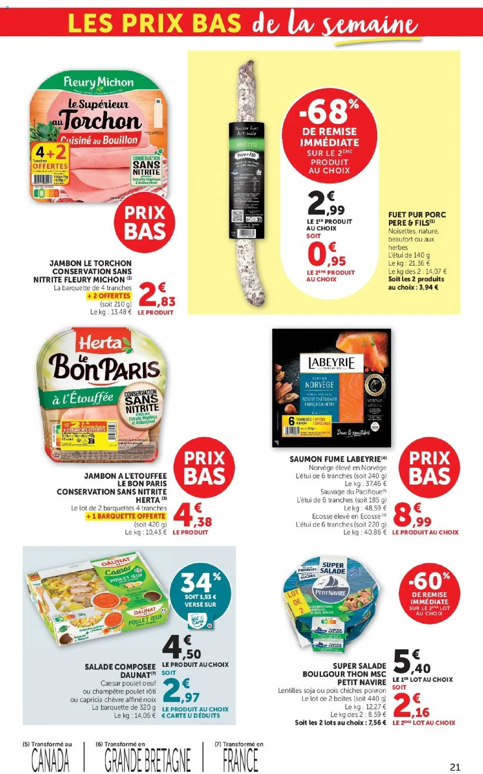 {H1} | Page: 21 | Produits: Torchon, Saumon fumé, Poulet rôti, Jambon