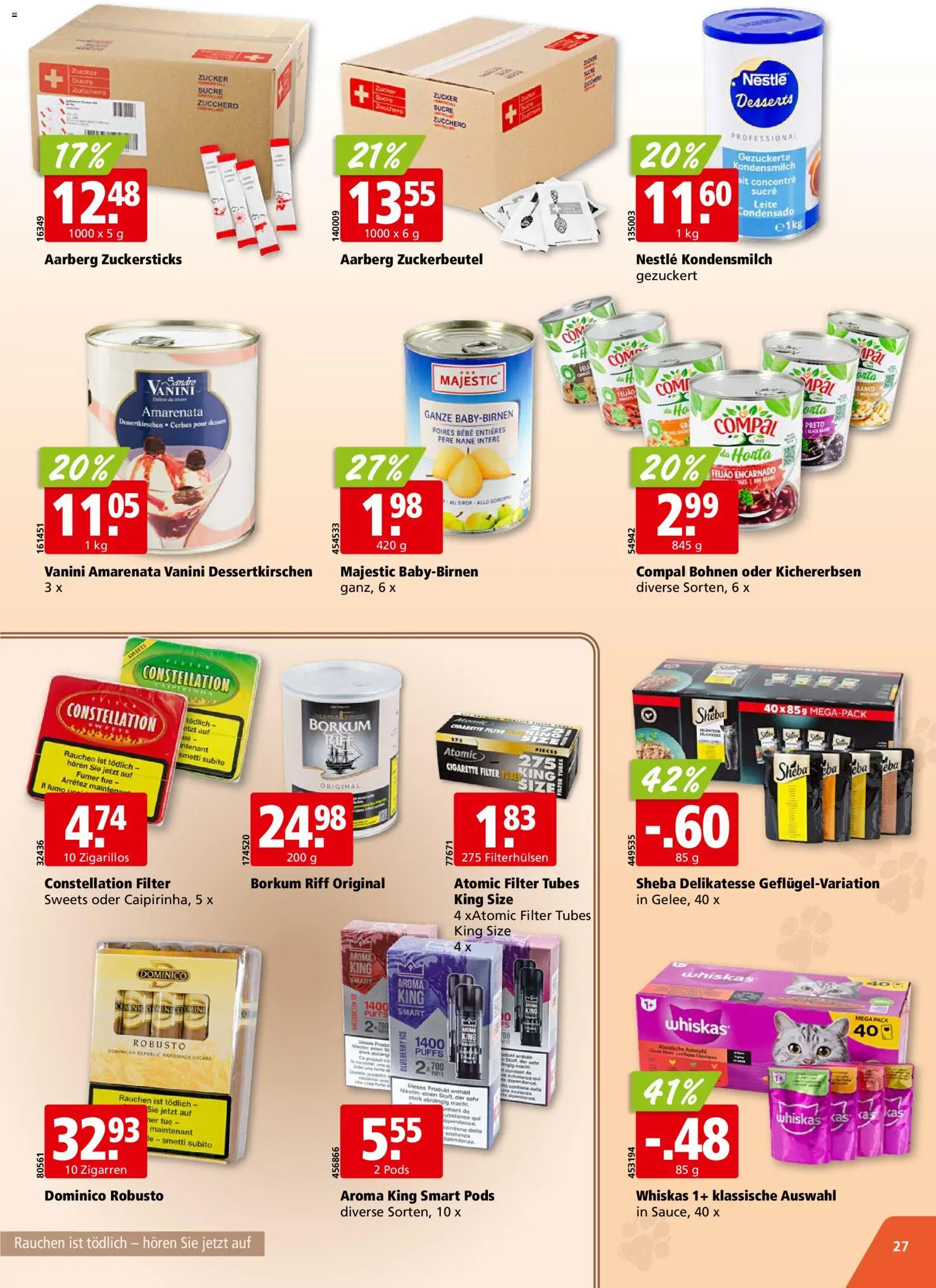 Aligro aktionen Chavannes, Matran, Genf, Sitten – gültig ab 26.10.2026 | Seite: 27 | Produkte: Kondensmilch, Zucker, Desserts
