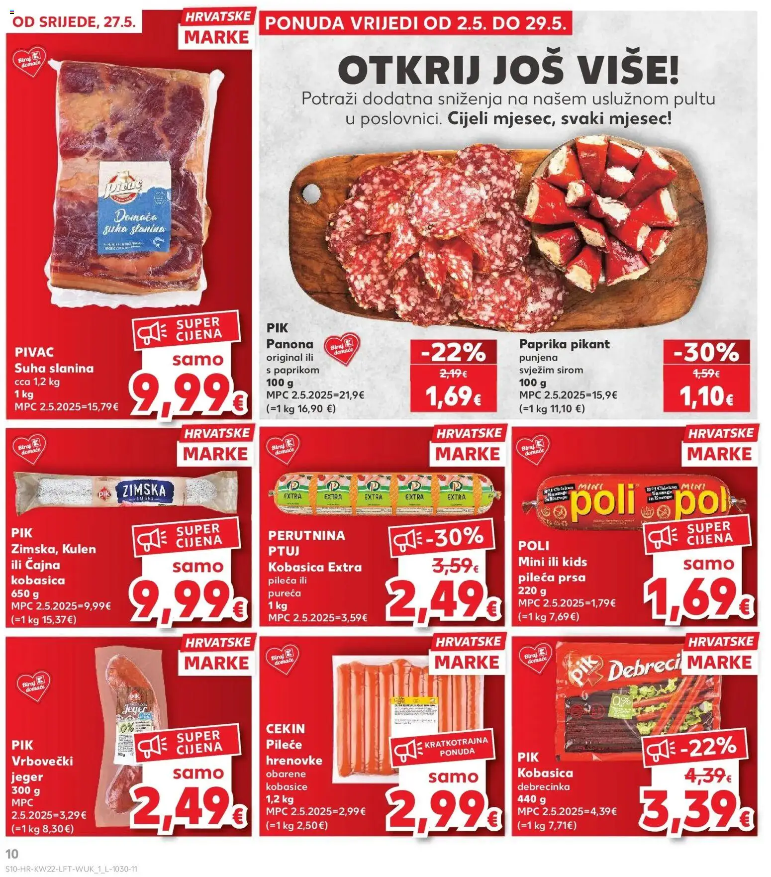 Kaufland katalog | vrijedi od 26.05.2026 | Stranica: 10 | Proizvodi: Hrenovke, Slanina, Juha, Perutnina Ptuj