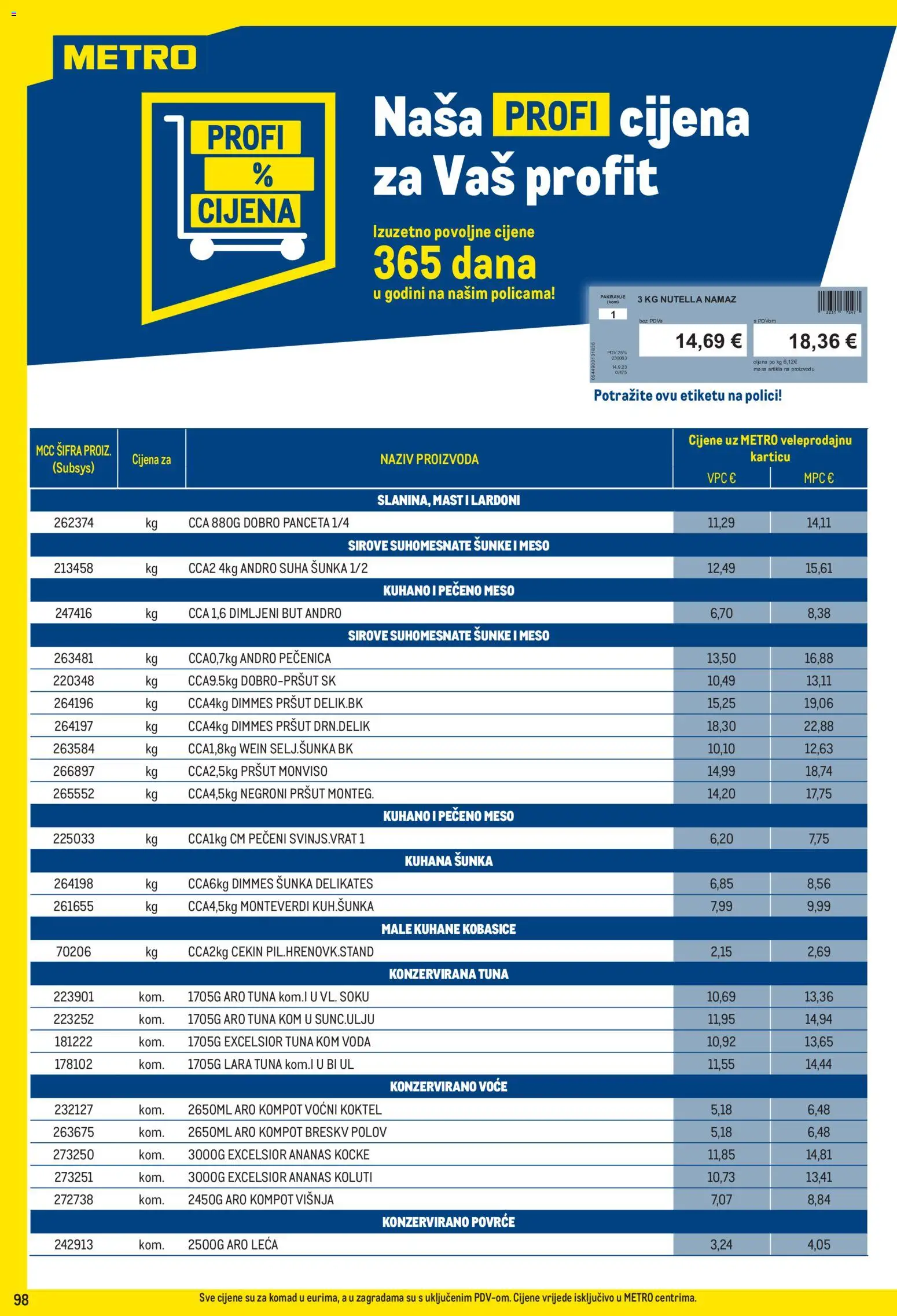 Metro katalog | vrijedi od 02.11.2026 | Stranica: 98 | Proizvodi: Pečeno, Pršut, Ananas, Voće
