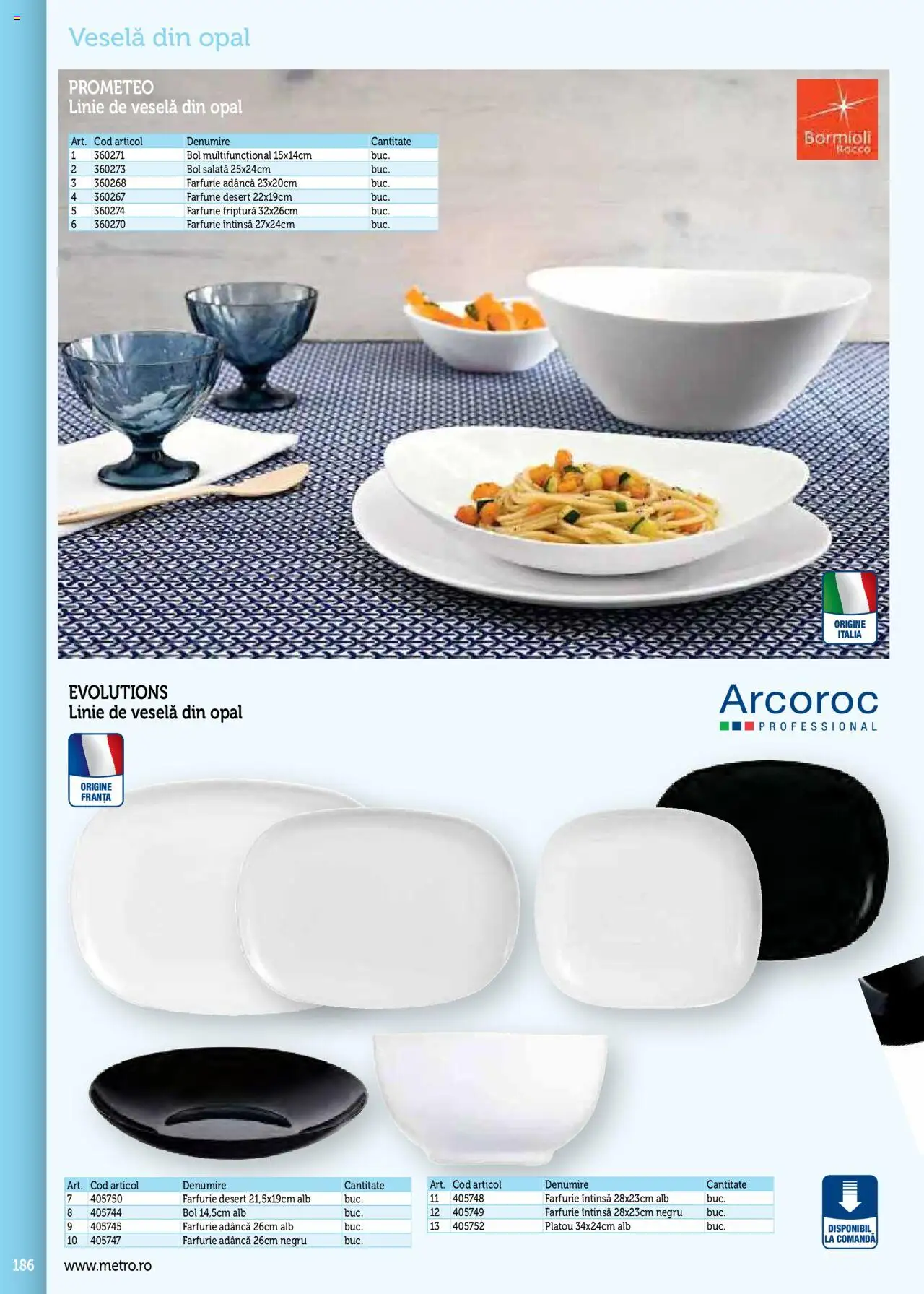 Noul catalog Metro – valabil de la 17.09.2025 | Pagină: 186 | Produse: Bol, Farfurie, Salată, Desert