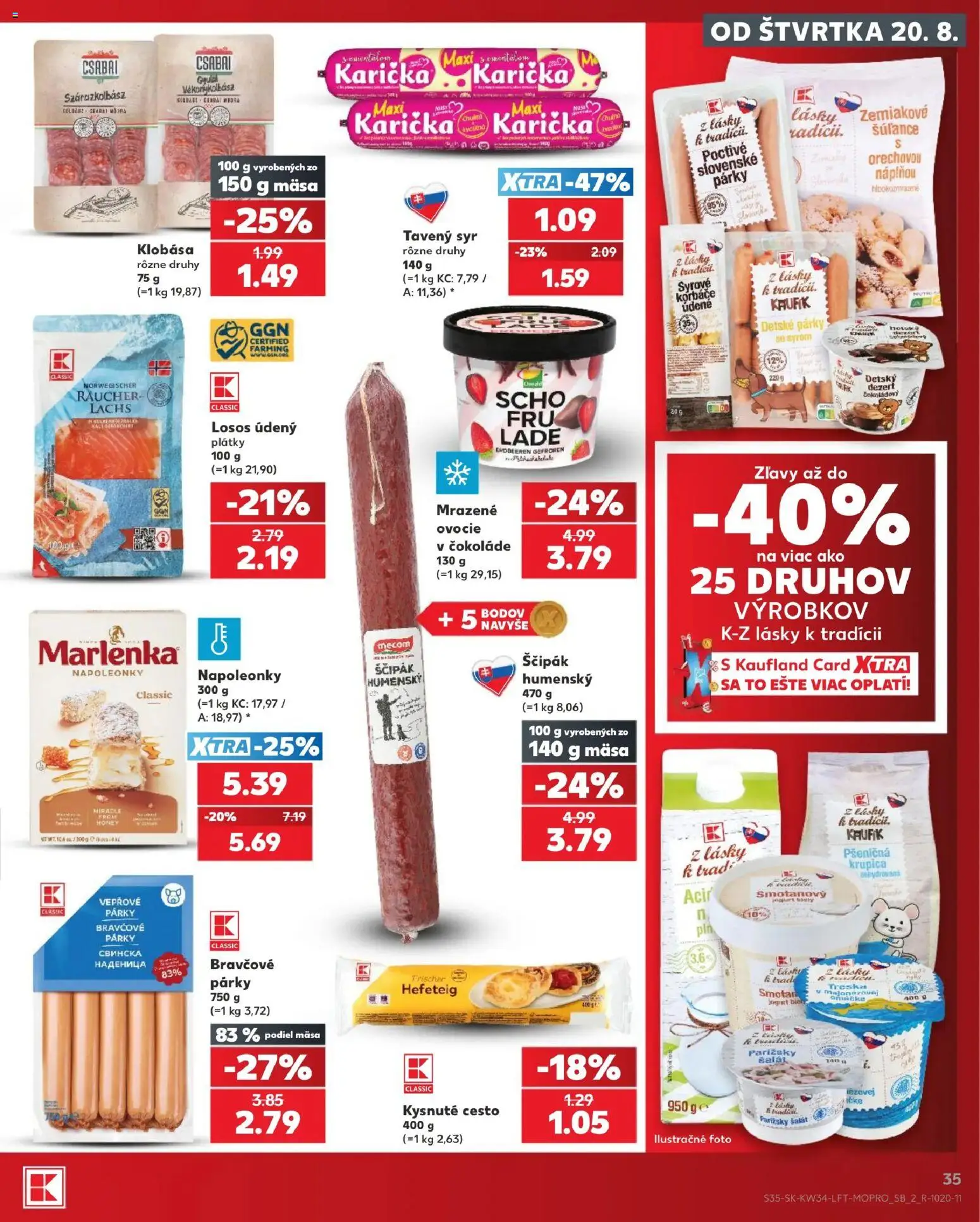 Kaufland SK akciós ujság - amely érvényes a következő dátumtól: 2026.08.20. | Oldal: 35 | Termékek: Marlenka, Szárazkolbász, Só