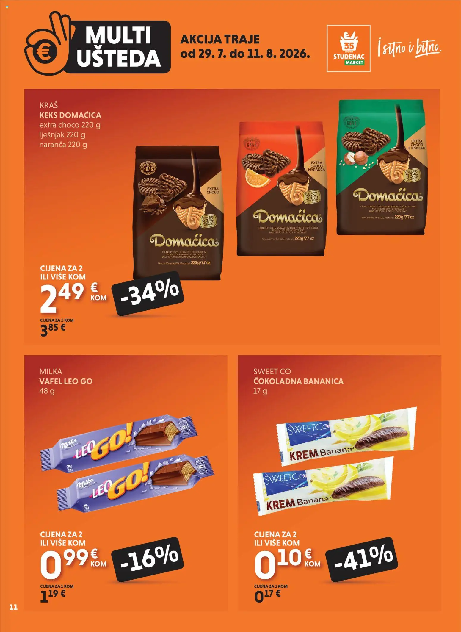 Studenac katalog | vrijedi od 29.07.2026 | Stranica: 11 | Proizvodi: Keks, Lješnjak, Milka, Pecivo