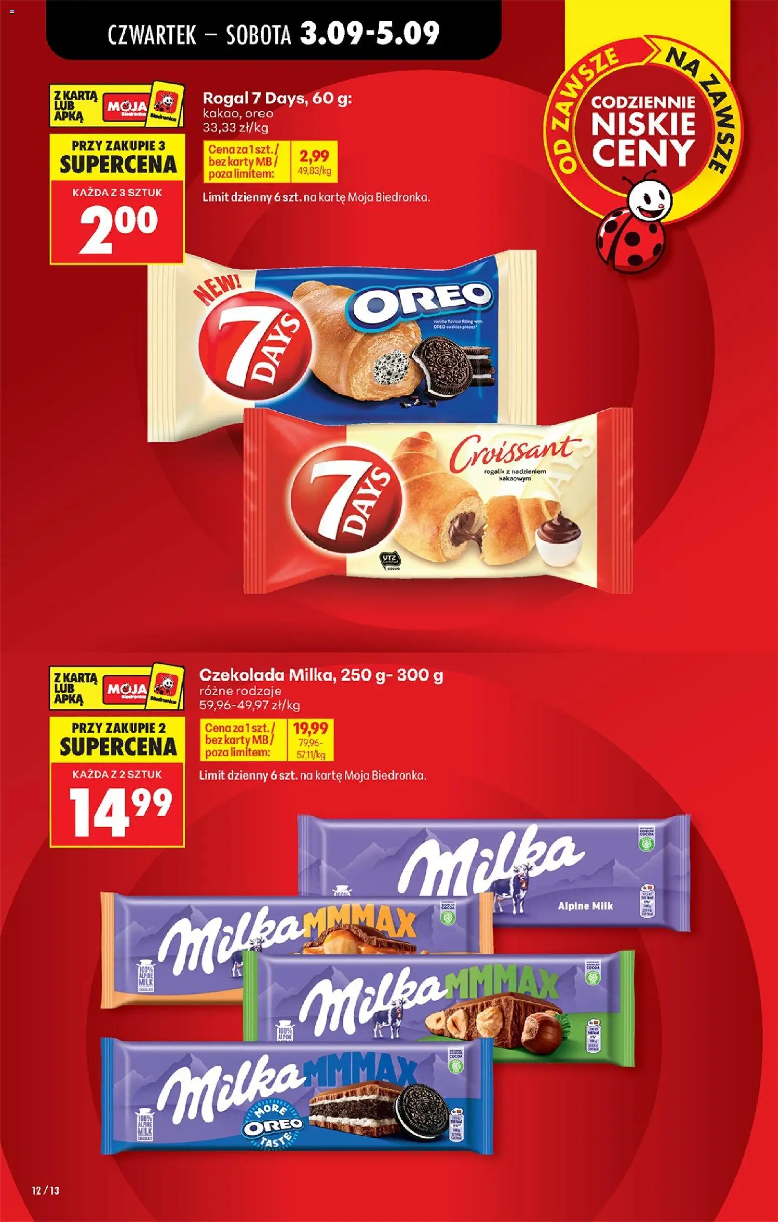 Biedronka gazetka od czwartku od 03.09.2026 | Strona: 12 | Produkty: Karta, Czekolady, Croissant, Czekolady milka