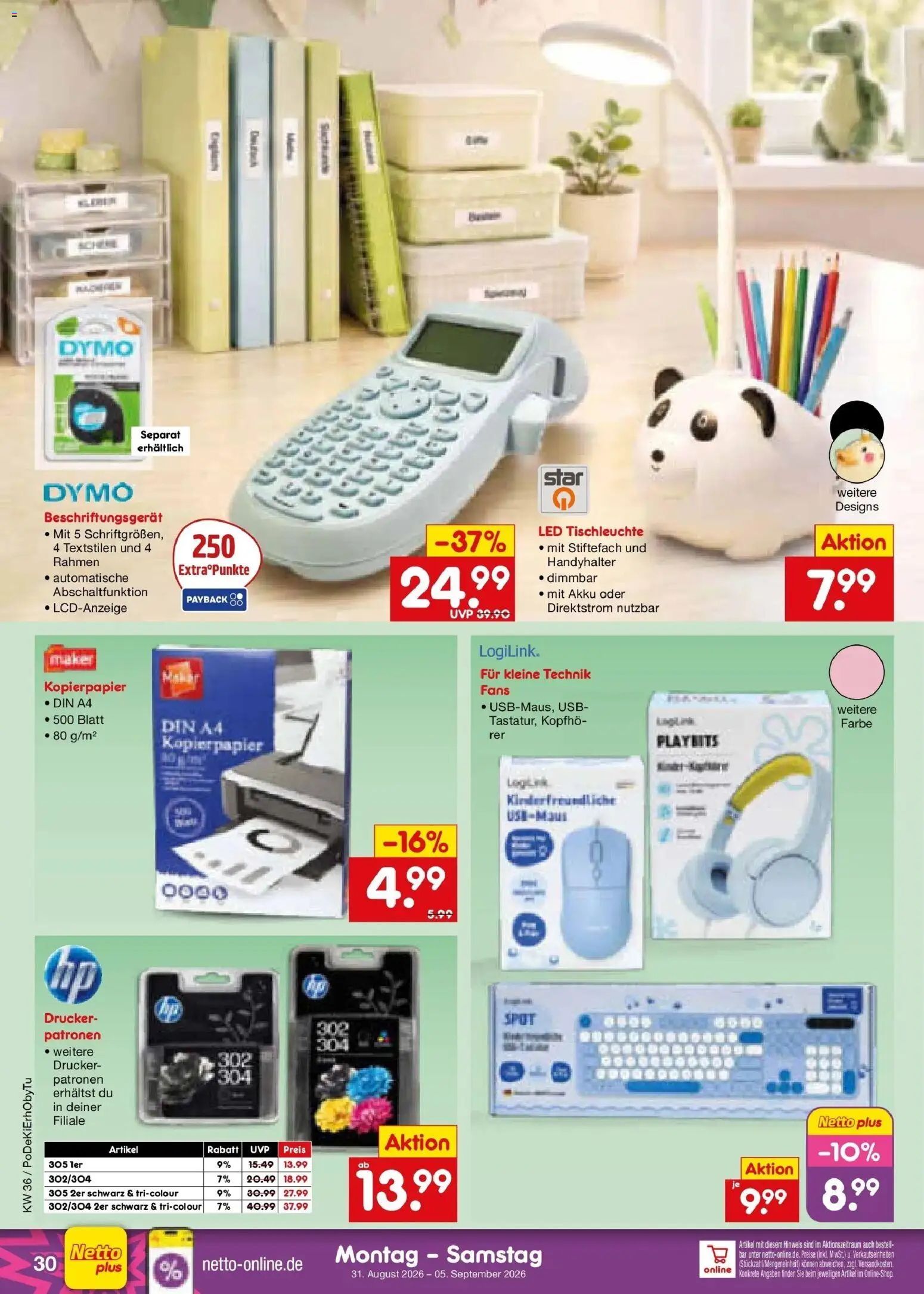 Netto Marken-Discount Prospekt Regensburg (ab 31.08.2026) » Angebote | Seite: 40 | Produkte: USB, Drucker