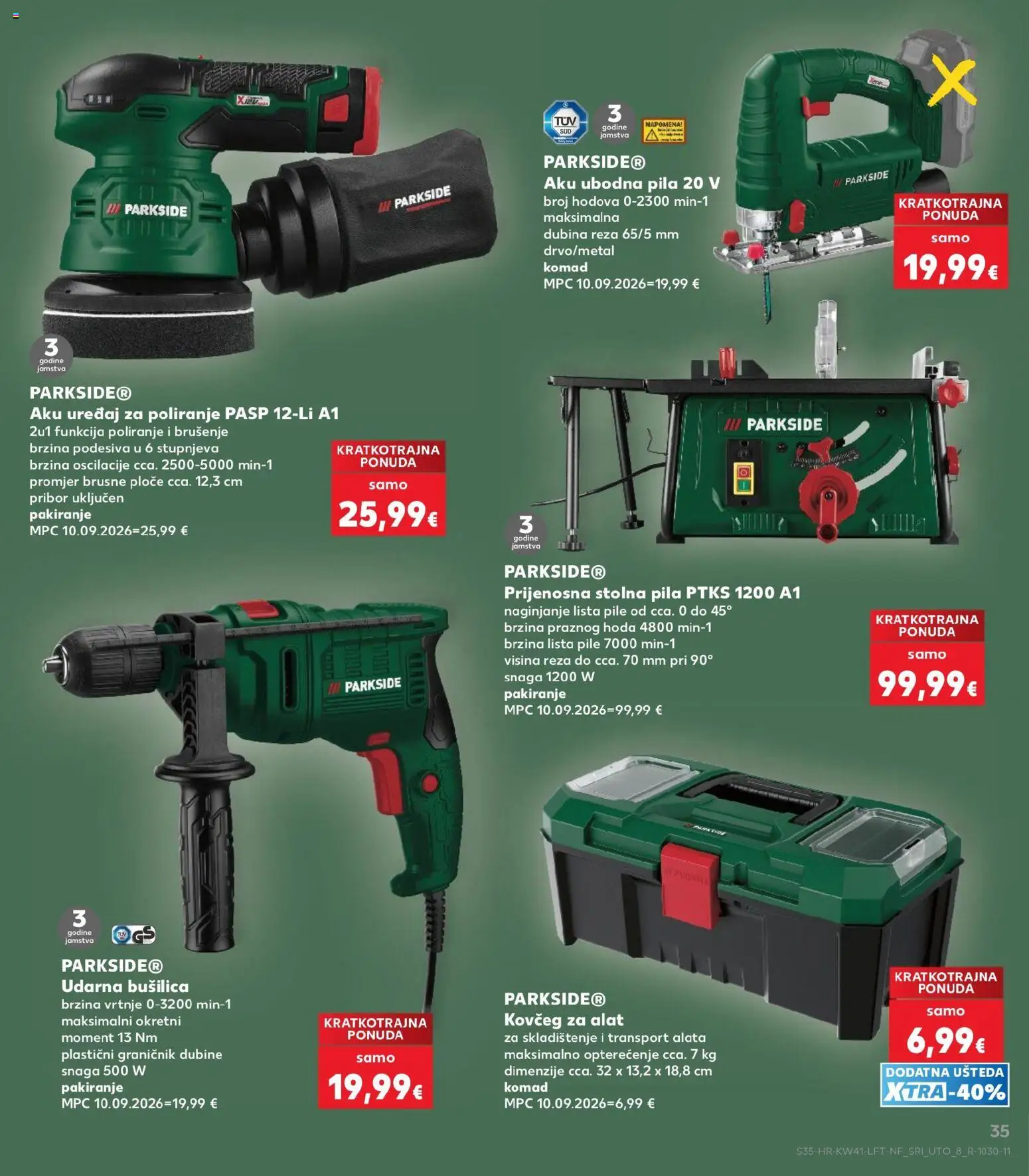 Kaufland katalog | vrijedi od 07.10.2026 | Stranica: 35 | Proizvodi: Ubodna pila, Alat, Bušilica, Parkside