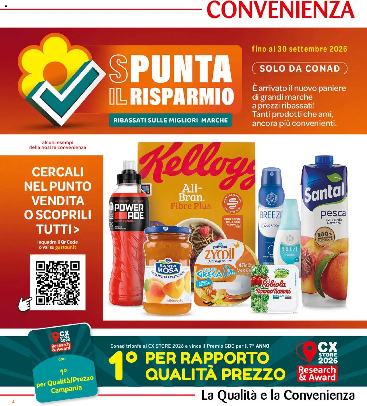 Volantino Conad del 19/08/2026 | Pagina: 4 | Prodotti: Pesca, Formaggio fresco, Robiola, Senza lattosio