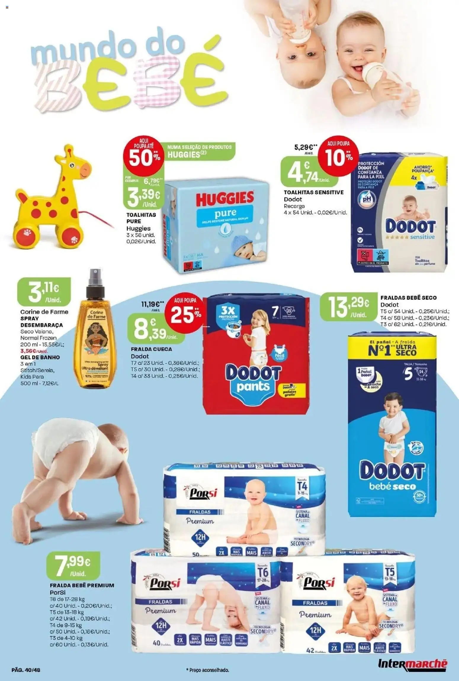 Intermarché - Isto é que são preços BAIXOS! │ válido de 21.05.2026 | Página: 40 | Produtos: Fraldas, Perfume, Gel de banho, Banho