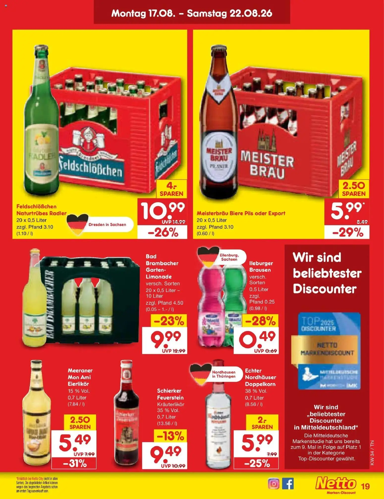 Netto Marken-Discount Prospekt Pirna – gültig ab 17.08.2026 | Seite: 25 | Produkte: Top, Pils, Limonade, Radler