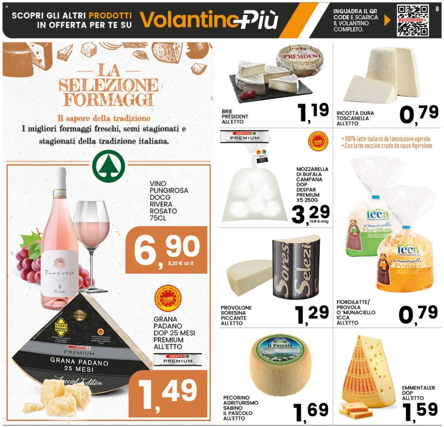 Volantino Interspar del 08.06.2026 | Pagina: 8 | Prodotti: Tè, Latte, Grana Padano, Pecorino