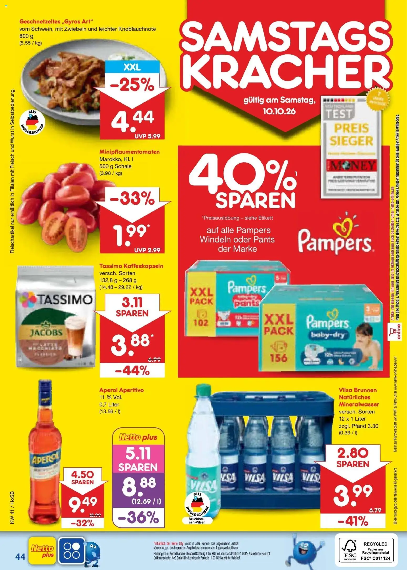 Netto Marken-Discount Prospekt Hannover – gültig ab 05.10.2026 | Seite: 56 | Produkte: Mineralwasser, Wurst, Aperol, Tassimo
