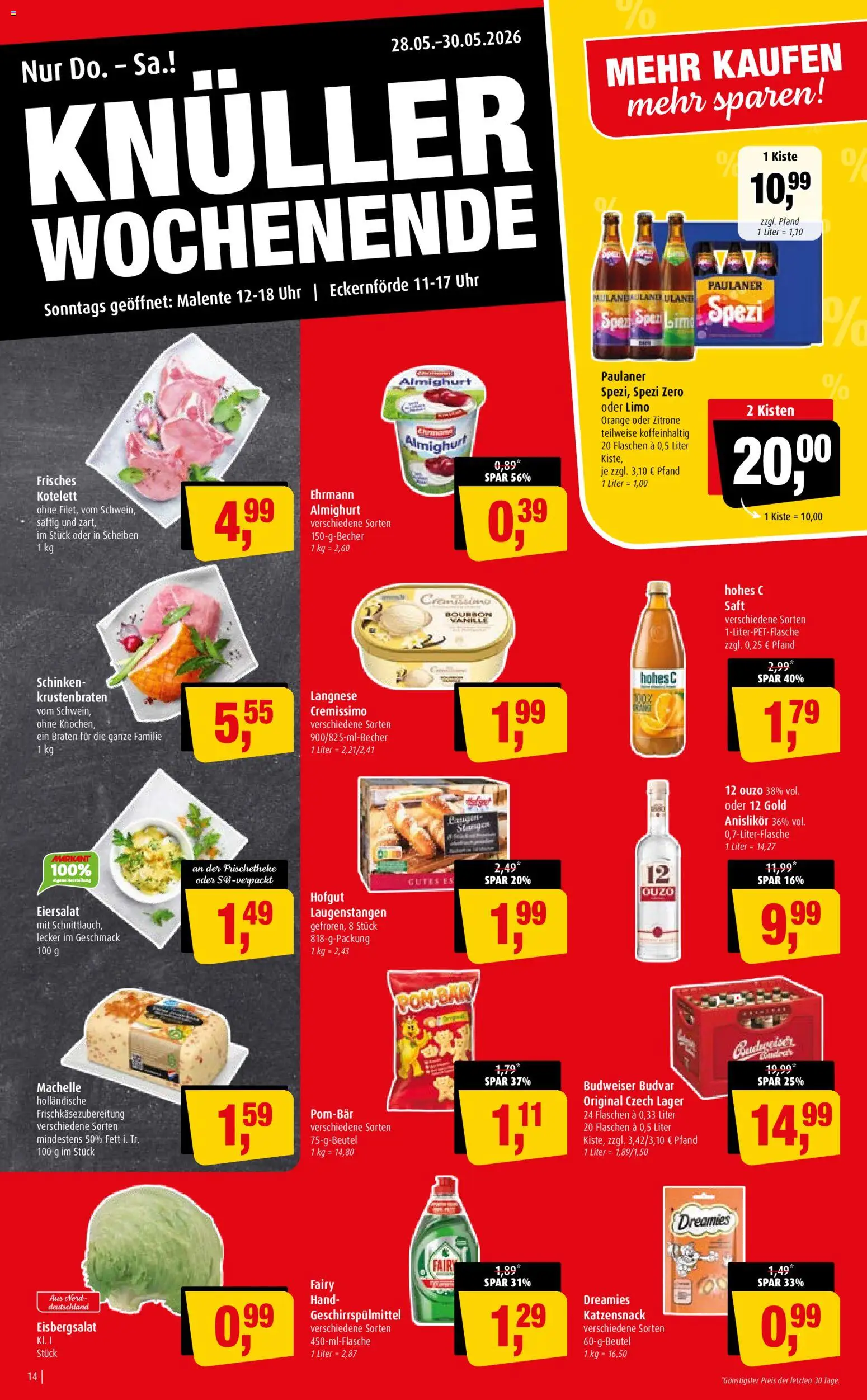 Markant Prospekt 	 – gültig ab 26.05.2026 | Seite: 14 | Produkte: Langnese, Zitrone, Budweiser, Uhr