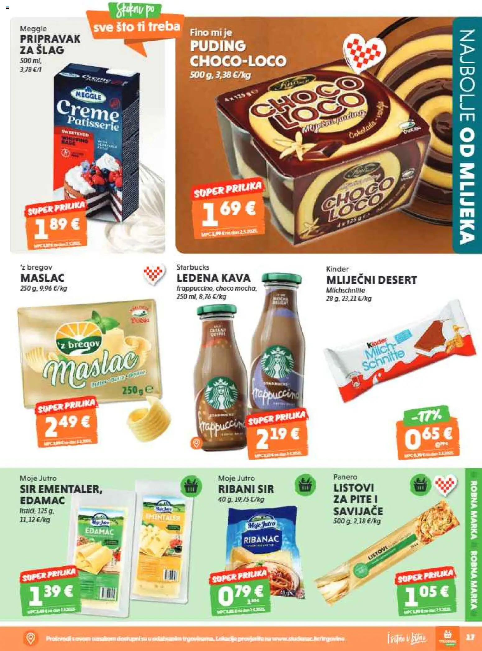 Studenac katalog | vrijedi od 10.06.2026 | Stranica: 17 | Proizvodi: Maslac, Sir, Kava, Puding