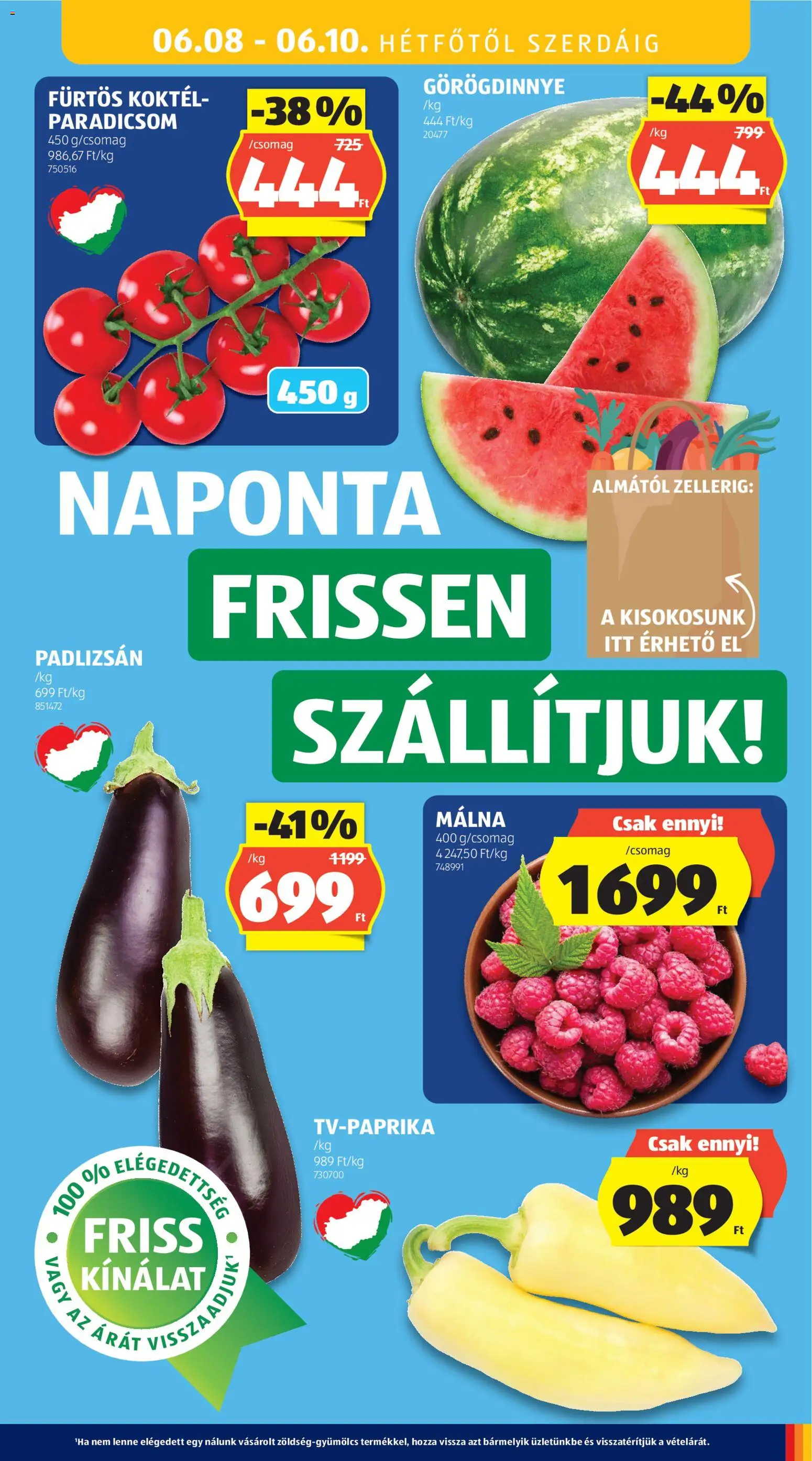 Aldi akciós ujság - amely érvényes a következő dátumtól: 04.06.2026 | Oldal: 33 | Termékek: Padlizsán, Görögdinnye, Málna, Paradicsom