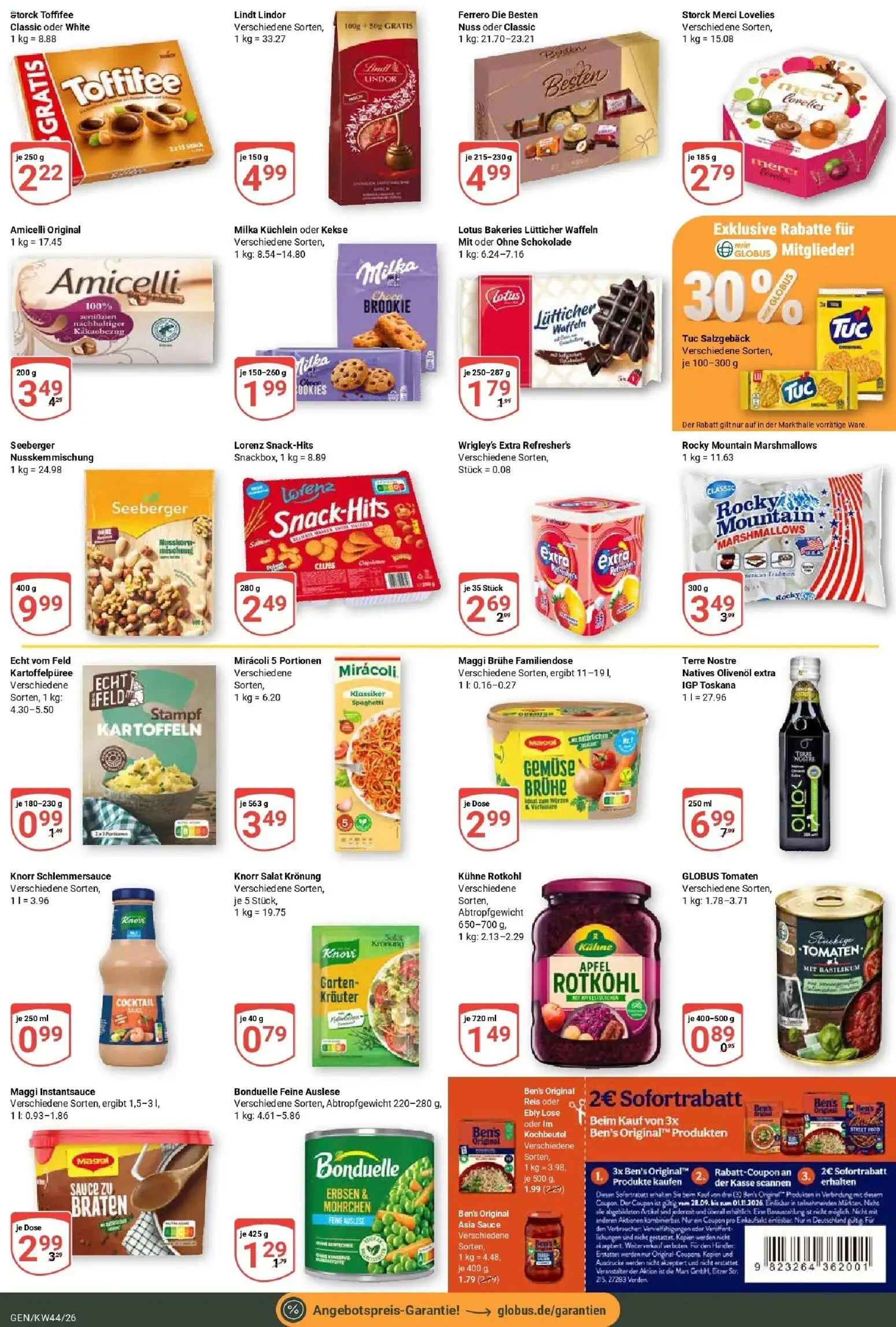 Globus Prospekt Gensingen (ab 26.10.2026) » Angebote online | Seite: 18 | Produkte: Spaghetti, Milka, Lindt, Salat
