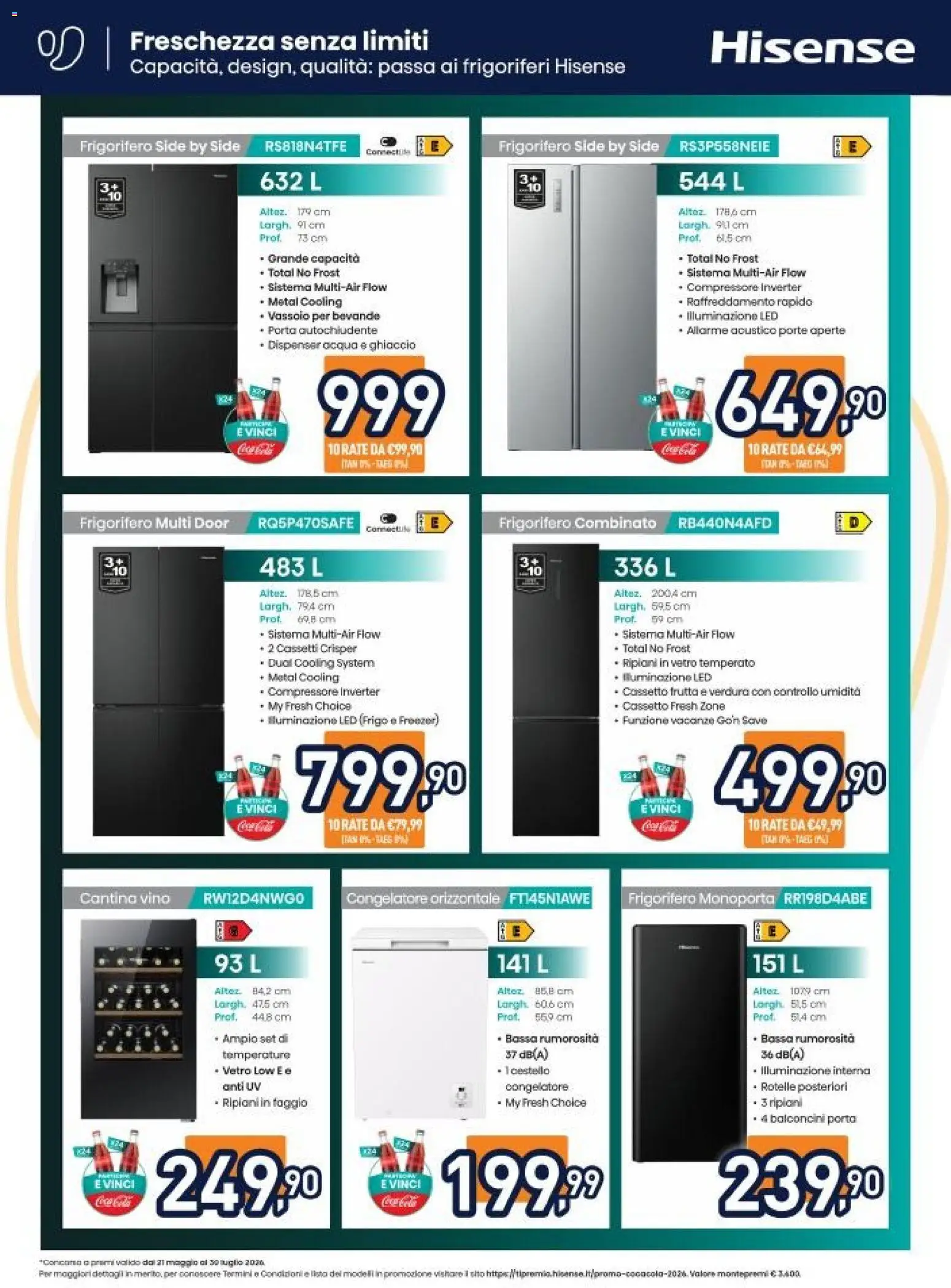 Volantino Unieuro del 18/06/2026 | Pagina: 2 | Prodotti: Frutta, Congelatore, Vassoio, Frigorifero combinato