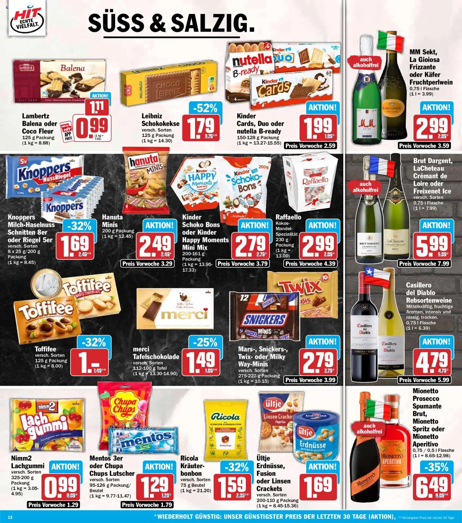HIT Prospekt – gültig ab 31.08.2026 | Seite: 12 | Produkte: Raffaello, Freixenet, Prosecco, Knoppers
