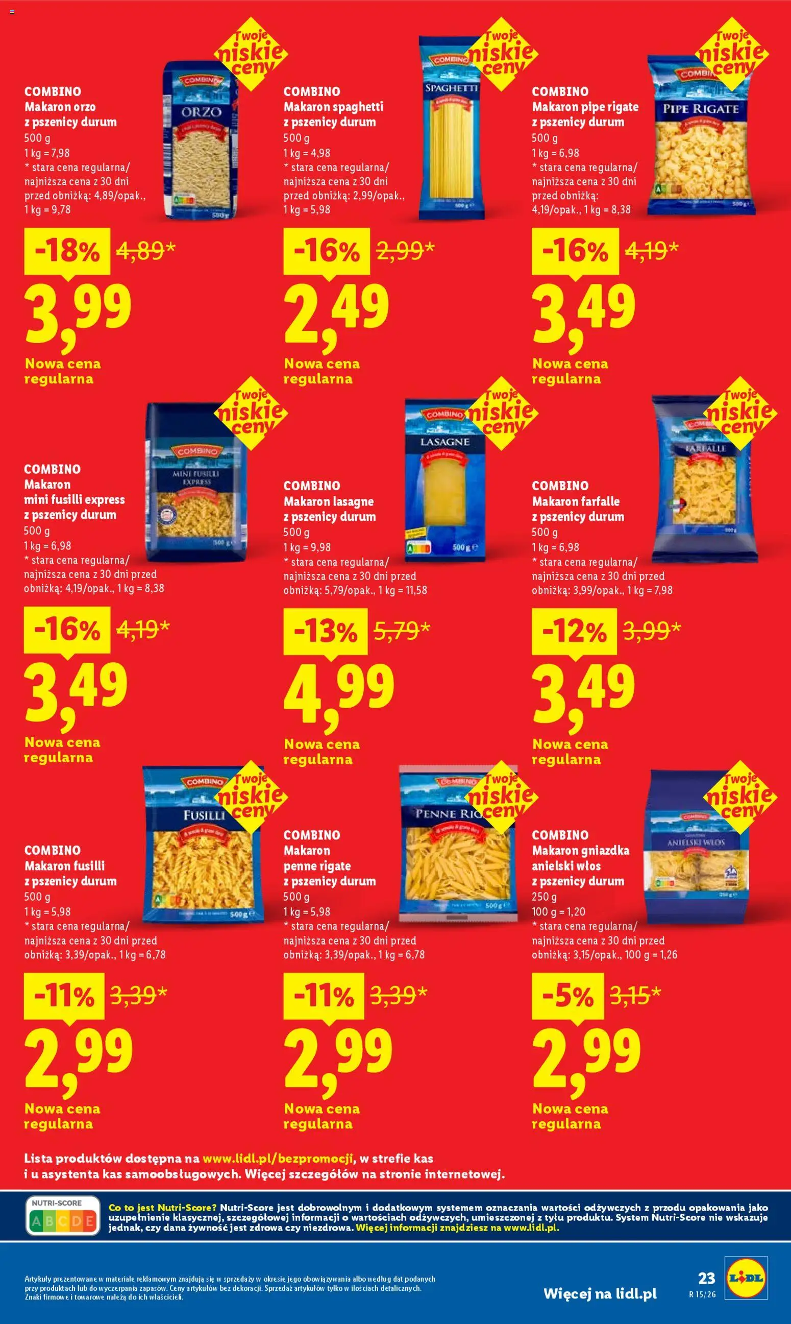Lidl gazetka od 13.04.2026 | Strona: 23 | Produkty: Makaron orzo, Makaron penne, Makaron spaghetti, Makaron