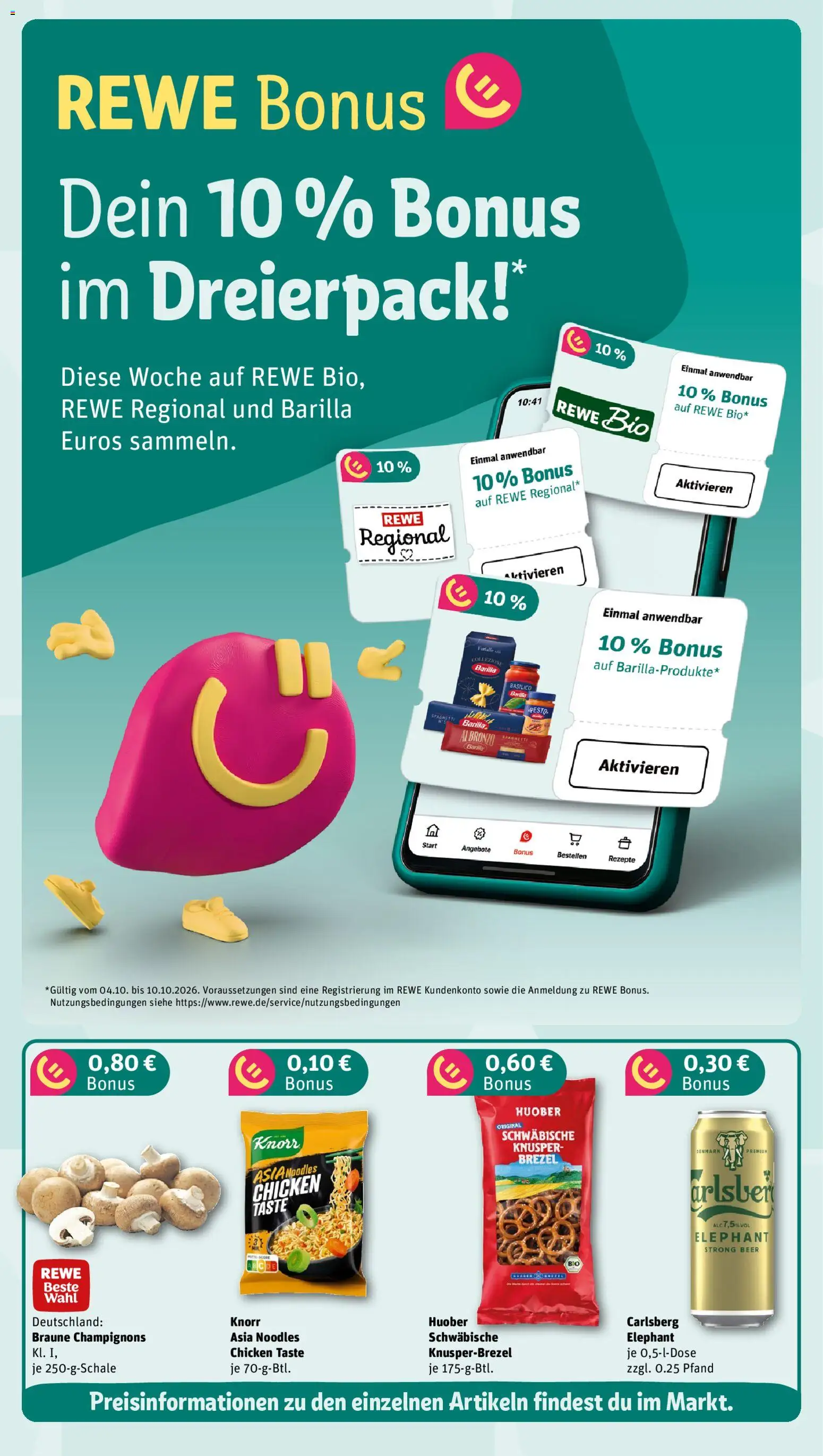 Rewe ihr Kaufpark Prospekt – gültig ab 05.10.2026 | Seite: 5 | Produkte: Carlsberg, Barilla, Knorr, Champignons