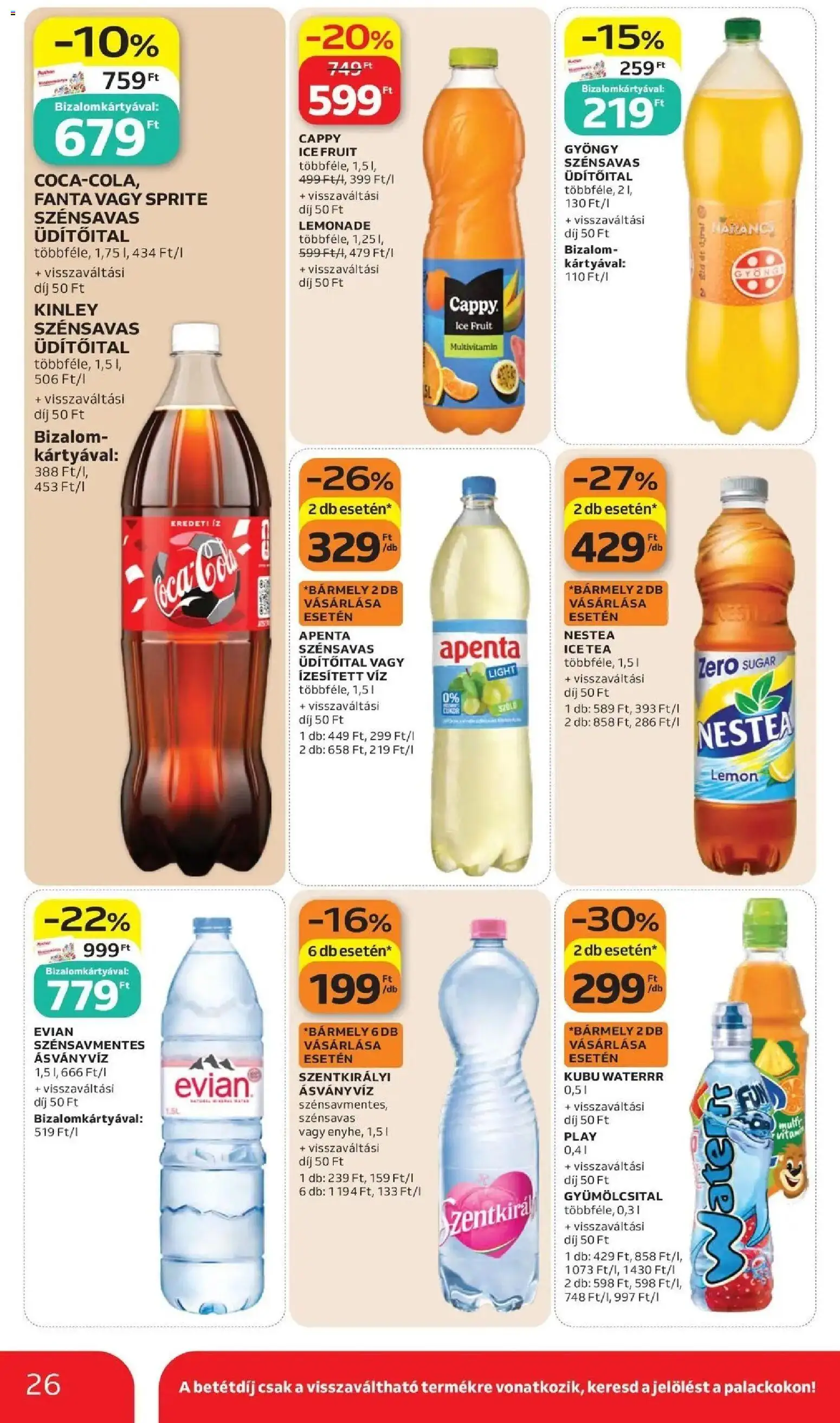 Auchan akciós ujság - amely érvényes a következő dátumtól: 28.05.2026 | Oldal: 26 | Termékek: Gyümölcsital, Fanta, Ice tea, Multivitamin