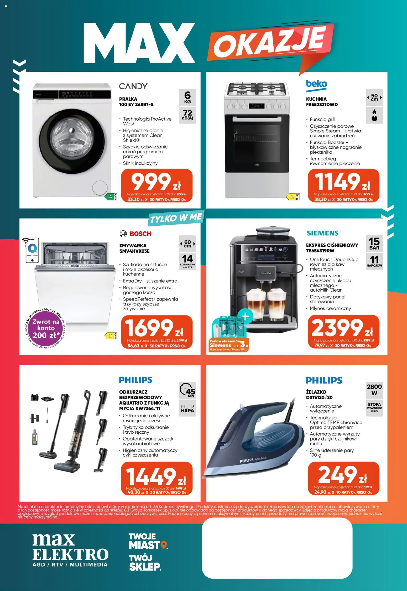 Max elektro gazetka od 01.10.2026 | Strona: 12 | Produkty: Pralka, Zmywarka, Ekspres ciśnieniowy, Odkurzacz