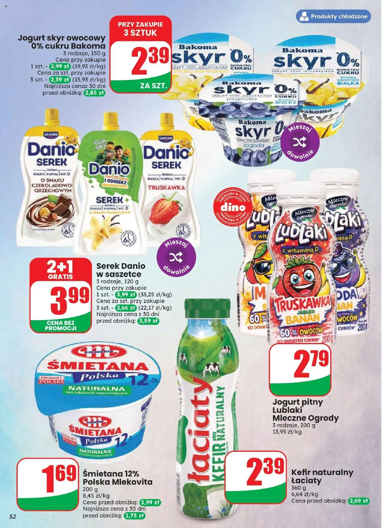 Dino gazetka od 12.08.2026 | Strona: 52 | Produkty: Kefir, Serek, Jogurt pitny, Kefir naturalny
