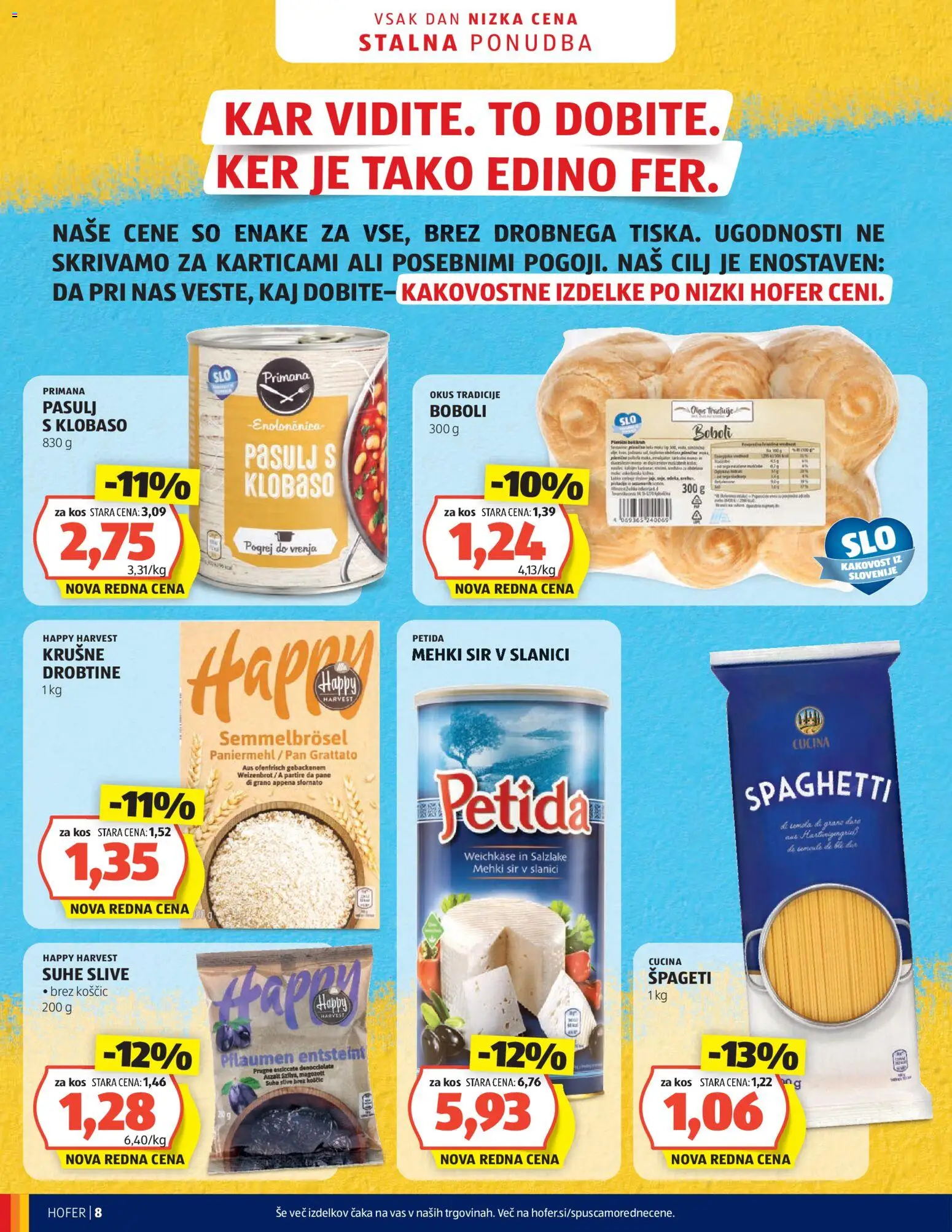 Hofer SI katalog | vrijedi od 08.07.2026 | Stranica: 8 | Proizvodi: Sir, Špageti, Pan