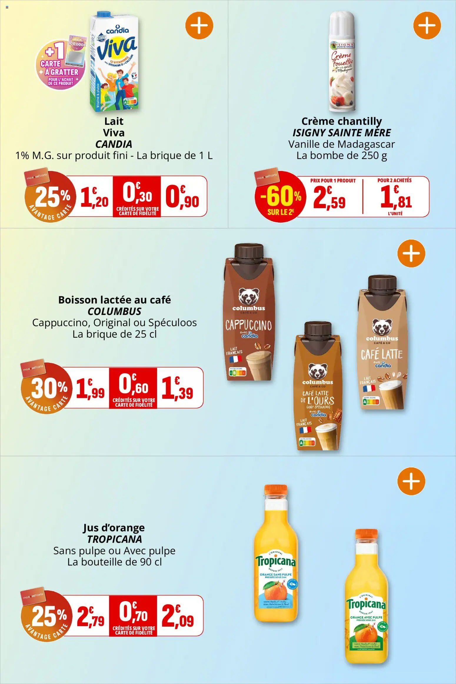 {H1} | Page: 15 | Produits: Crème chantilly, Orange, Spéculoos, Lait