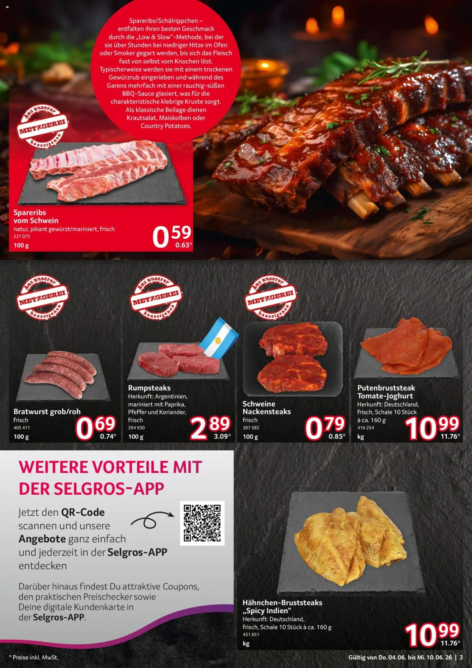 Selgros Prospekt – gültig ab 04.06.2026 | Seite: 3 | Produkte: Nackensteaks, Bratwurst, Pfeffer, Fleisch