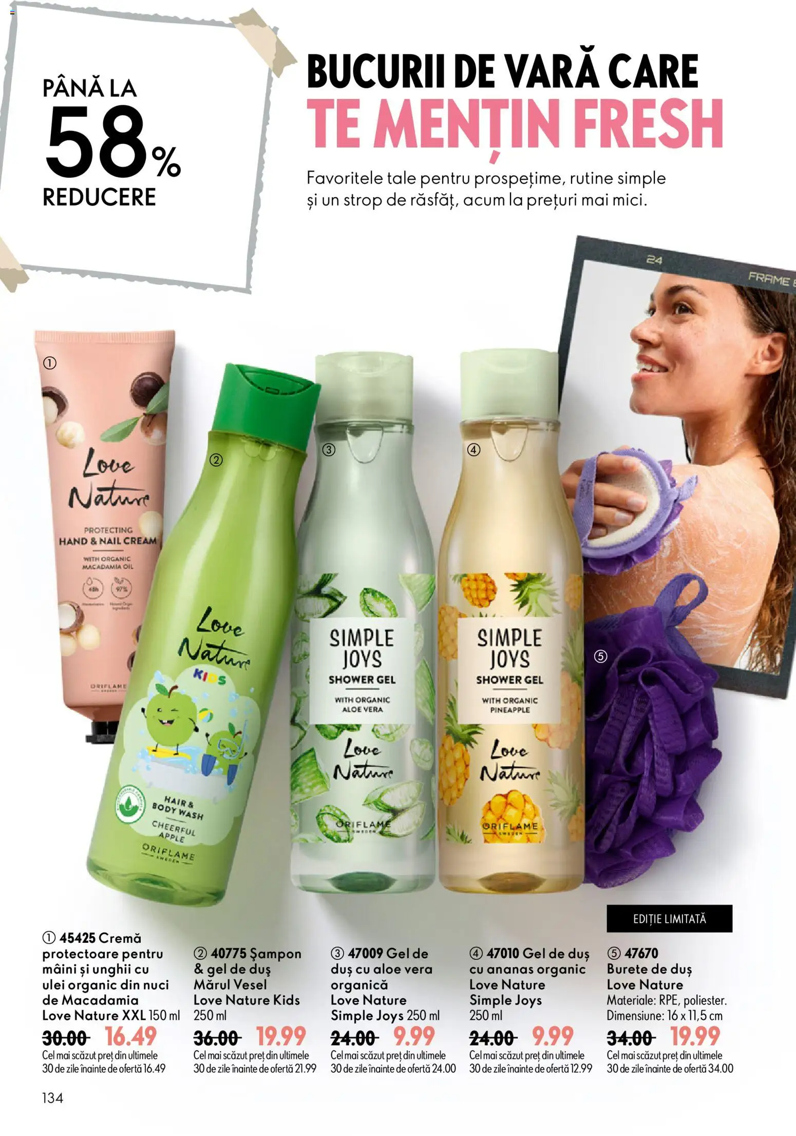 Noul catalog Oriflame – valabil de la 08.07.2026 | Pagină: 134 | Produse: Șampon, Gel de duș, Ananas, Nuci