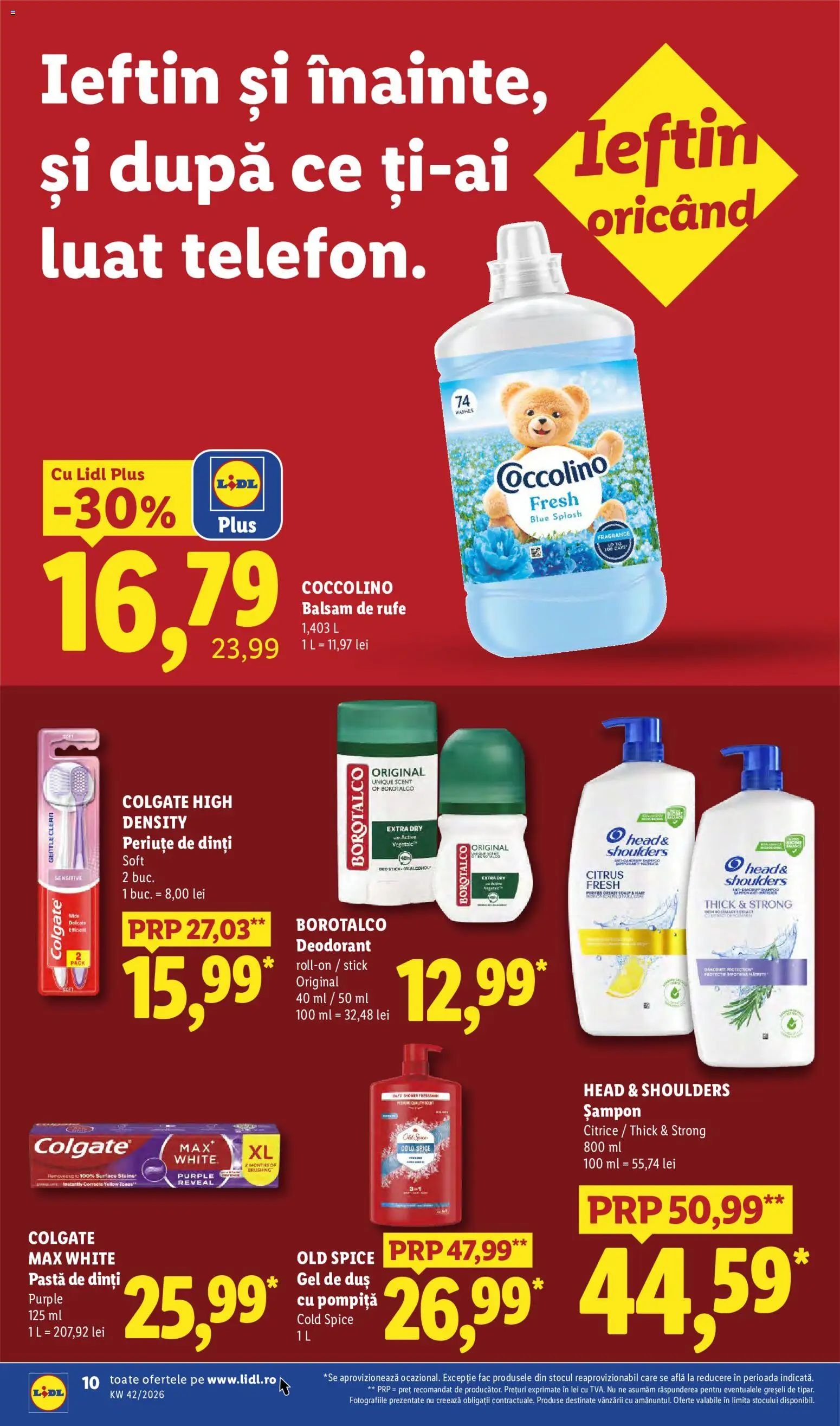 Noul catalog Lidl – valabil de la 12.10.2026 | Pagină: 10 | Produse: Duș, Balsam, Deodorant, Plus