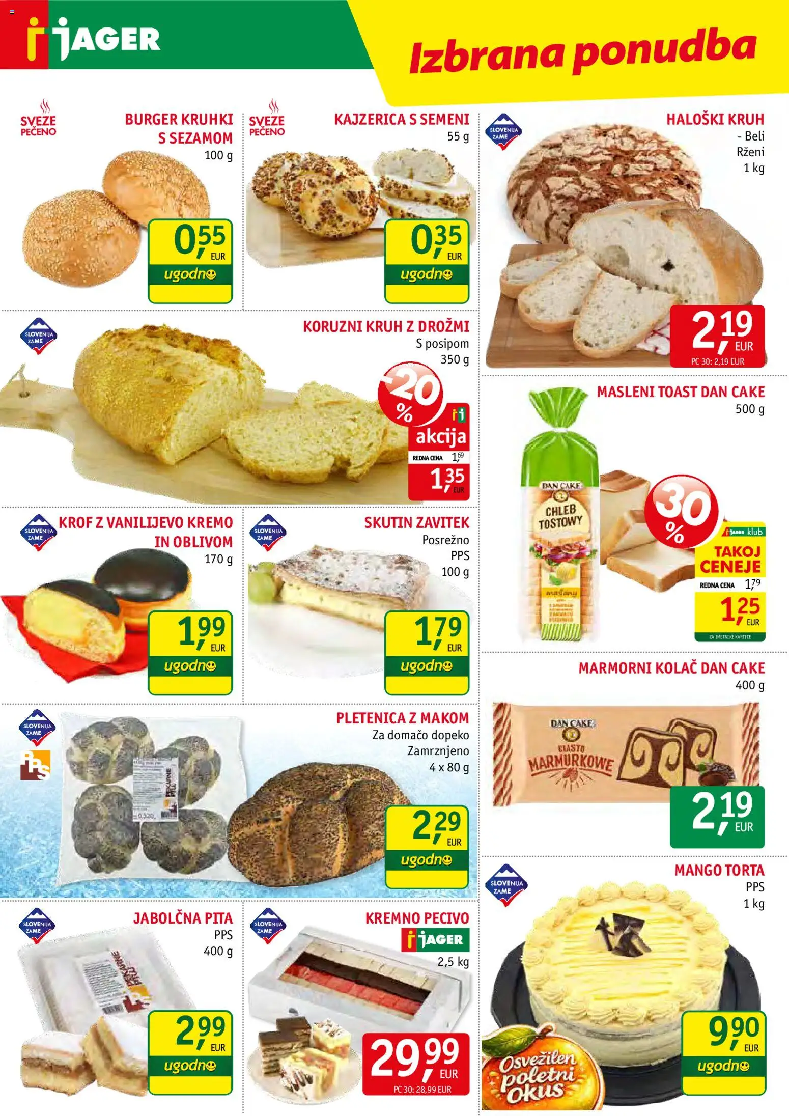Novi Jager katalog ponudbe – veljaven od 01.07.2026 | Stran: 6 | Izdelki: Kolač, Torta, Kruh, Mango