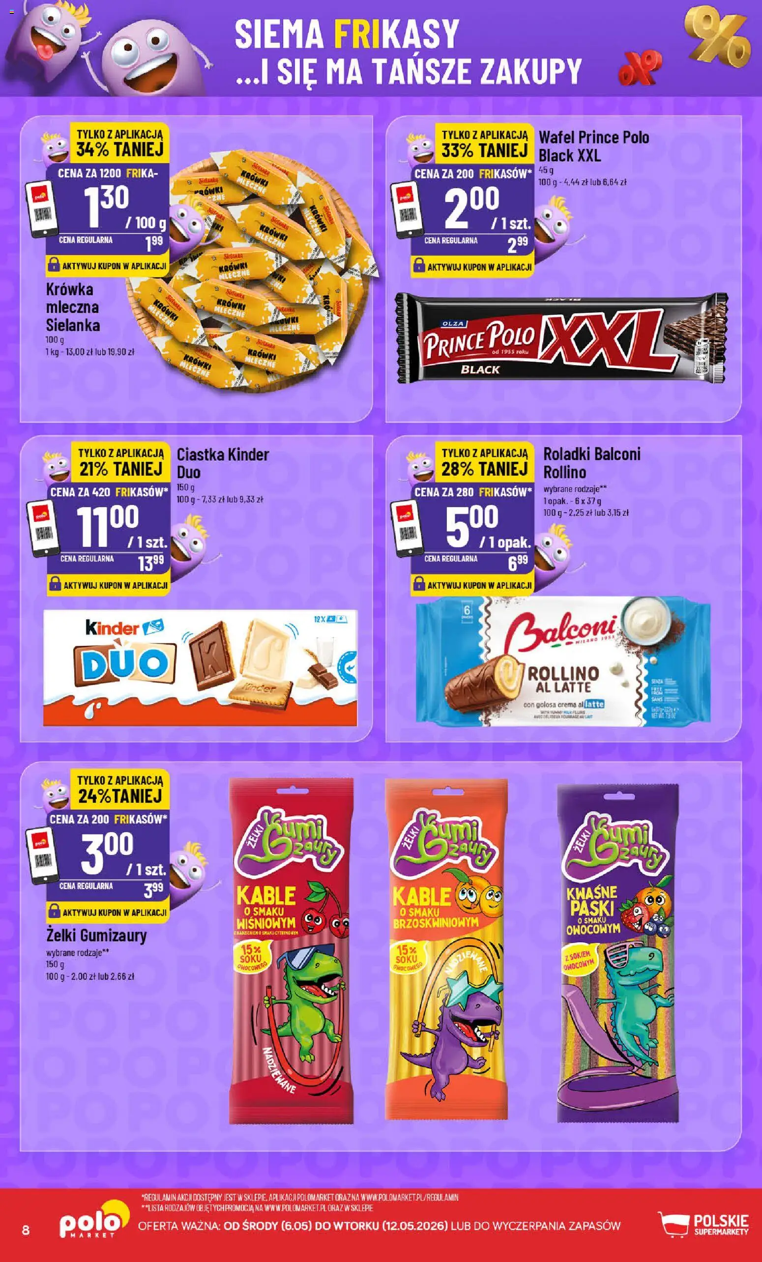 POLOmarket gazetka - Frikasowe Hity od 06.05.2026 | Strona: 8 | Produkty: Prince polo xxl, Krowka, Ciastka, Krówki