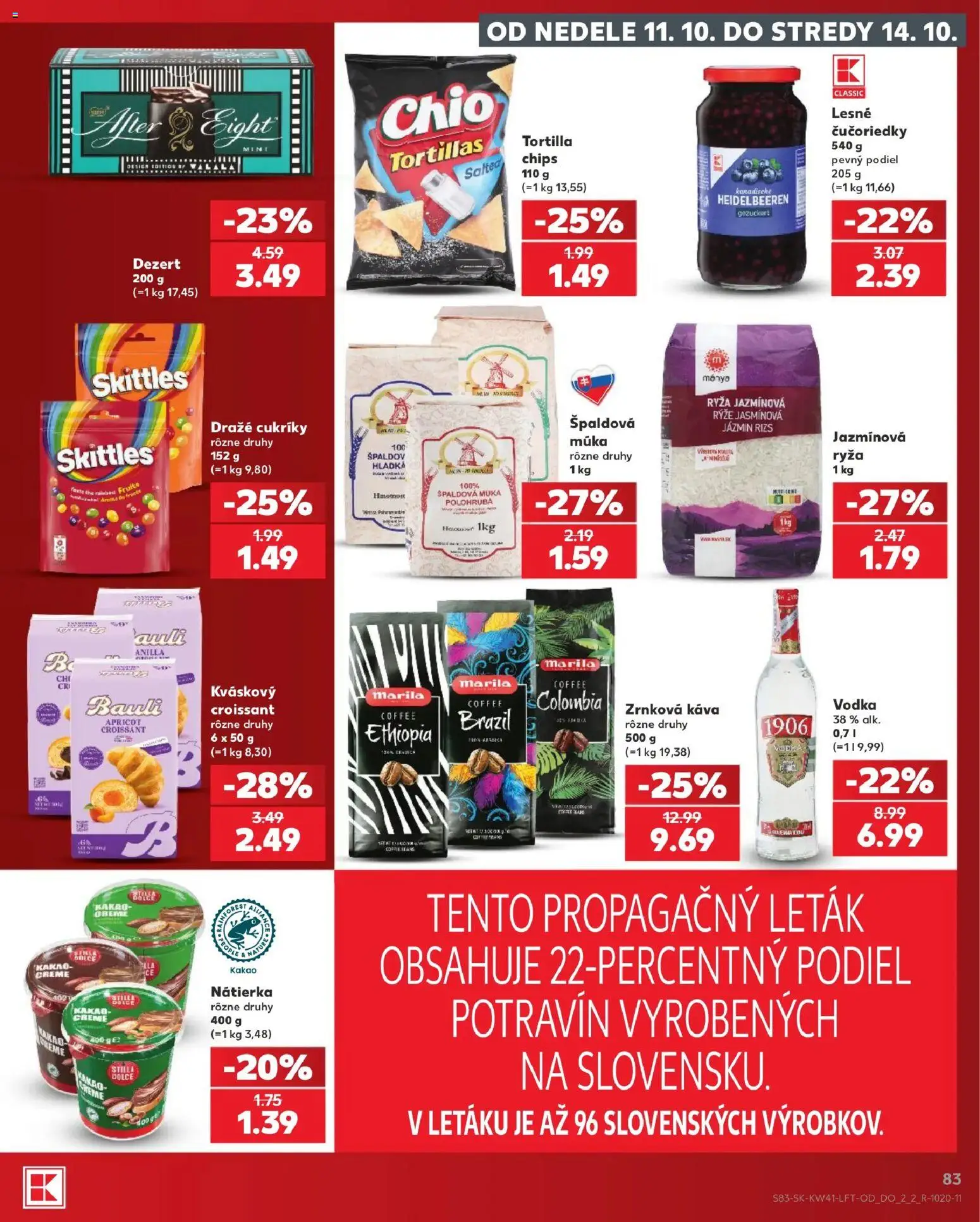 Nové Kaufland akcie – leták je platný od 08.10.2026 | Strana: 83 | Produkty: Špaldová múka, Múka, Vodka, Dezert