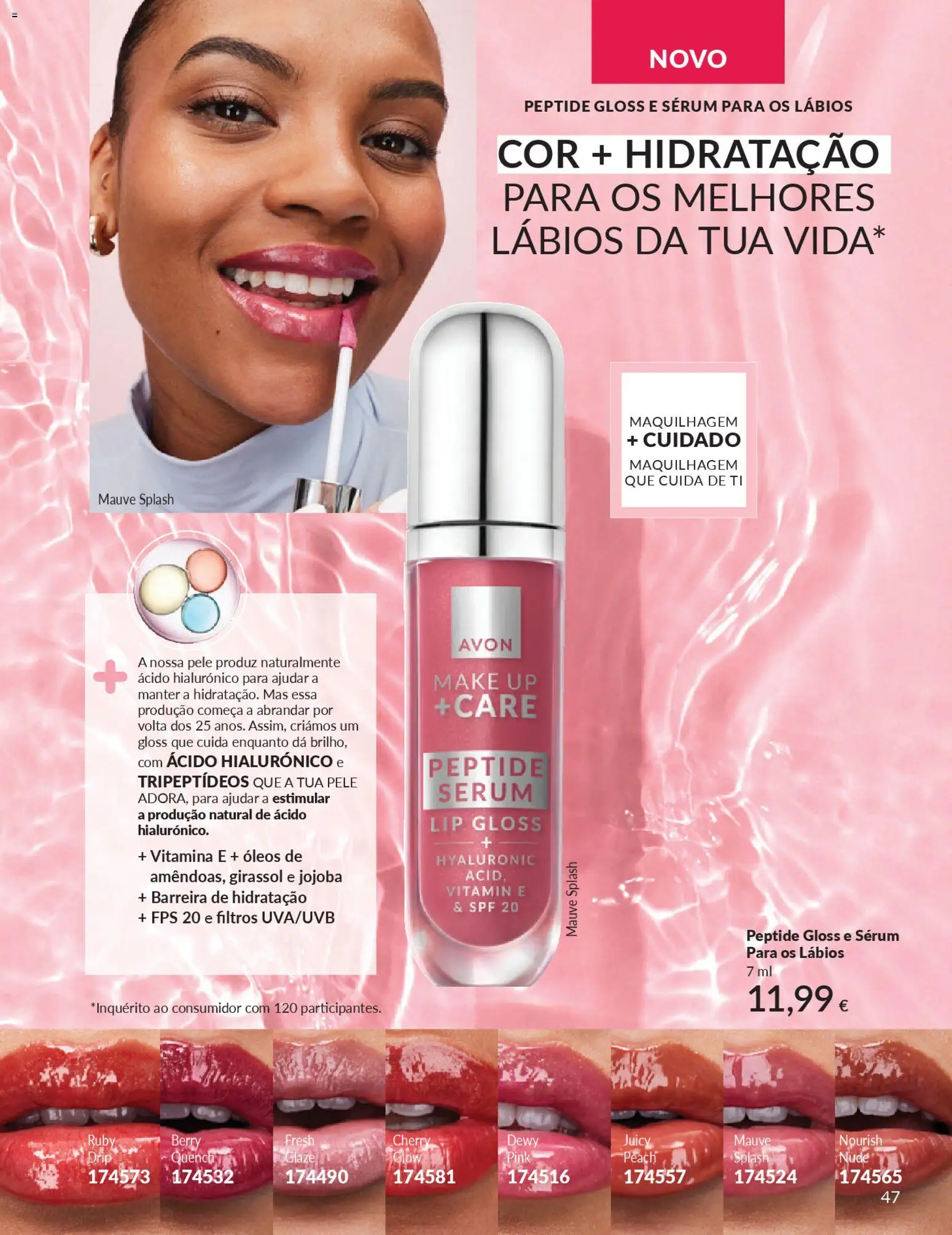 Catálogo Avon Campanha 4 │ válido de 01.04.2026 | Página: 47 | Produtos: Gloss, Maquilhagem, Sérum