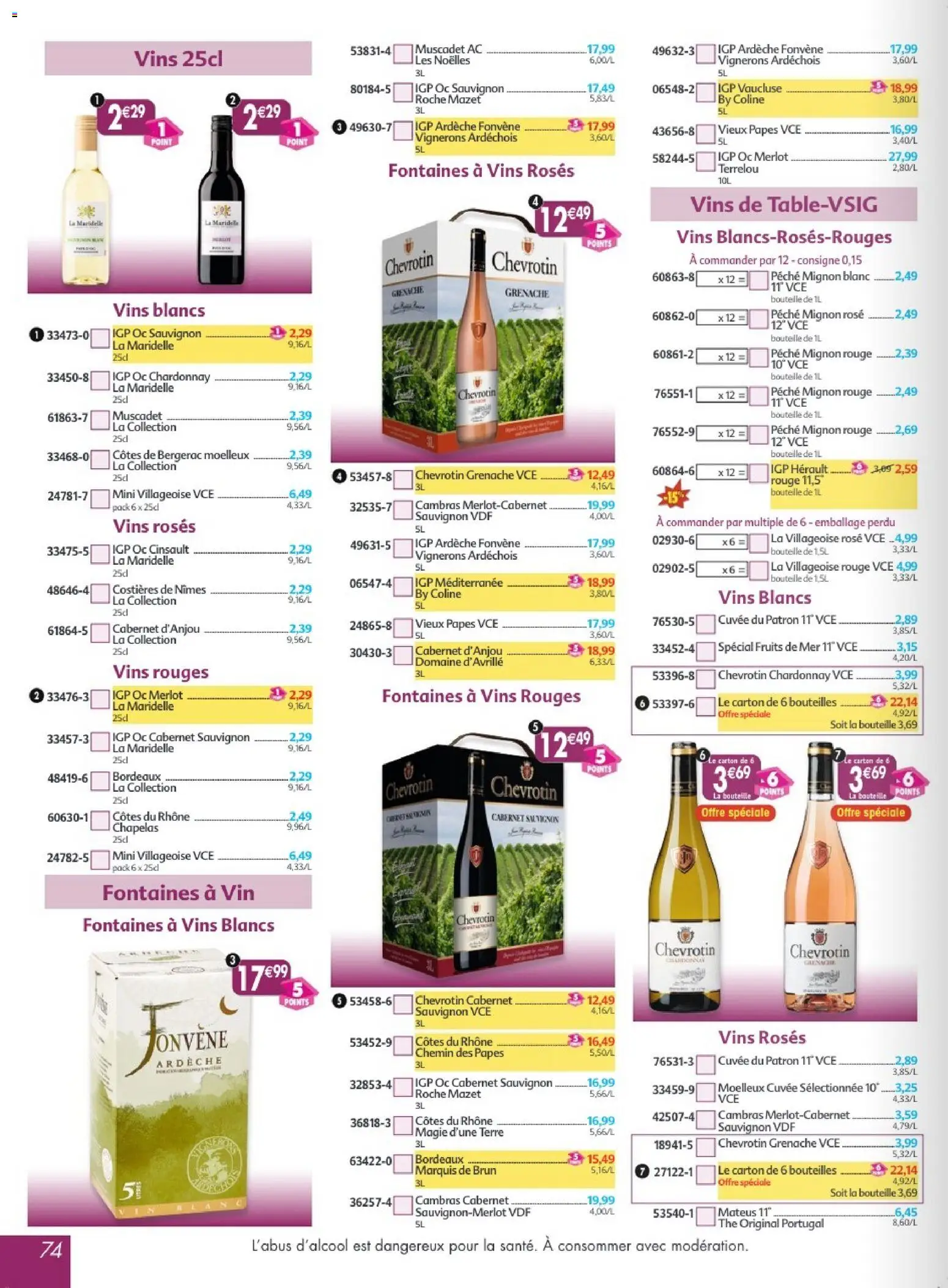 {H1} | Page: 74 | Produits: Fruits de mer, Roche Mazet, Vin, Thé
