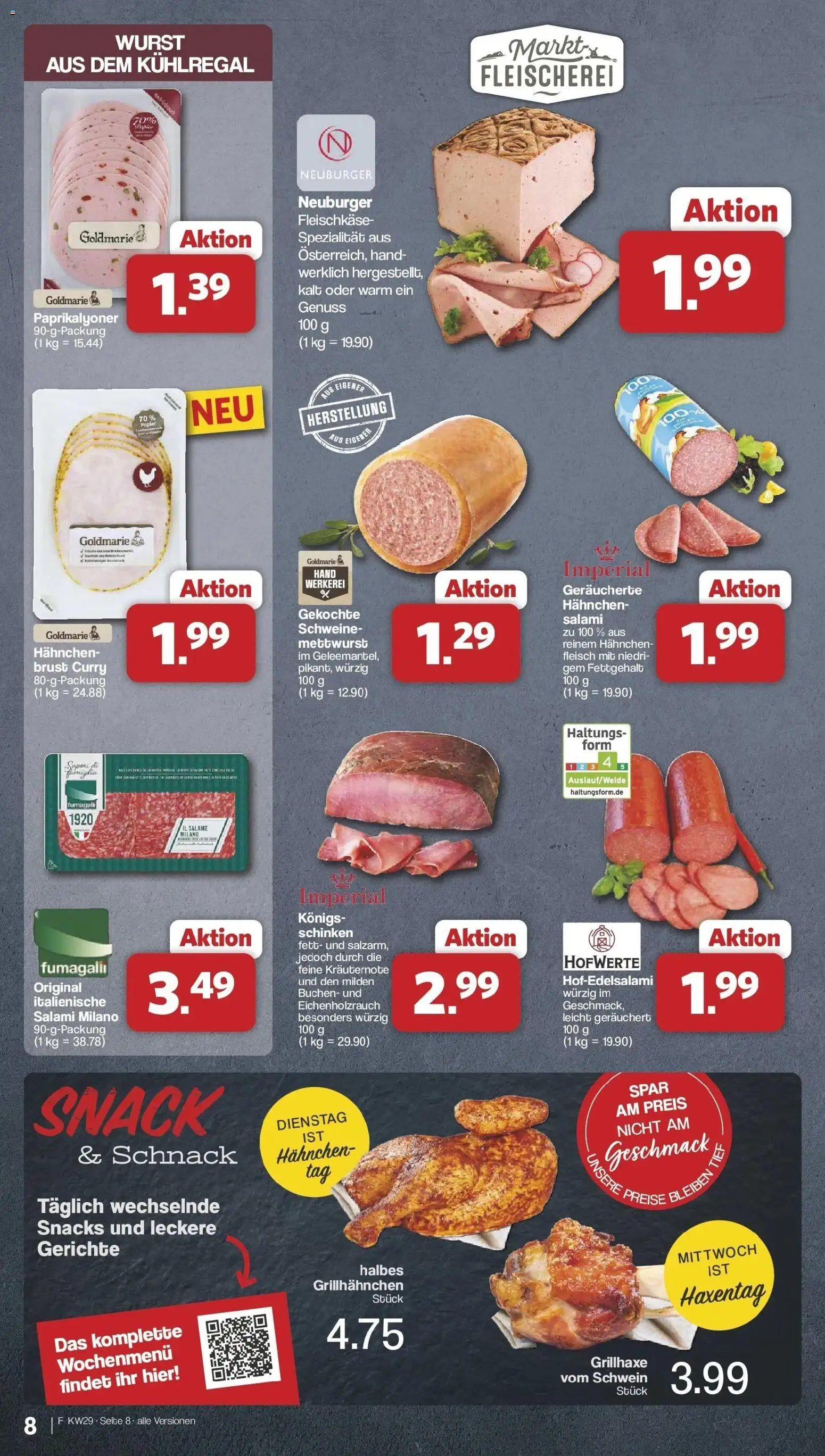 Famila Nordwest Prospekt Zeven – gültig ab 13.07.2026 | Seite: 8 | Produkte: Hahnchen, Wurst, Salami, Schinken