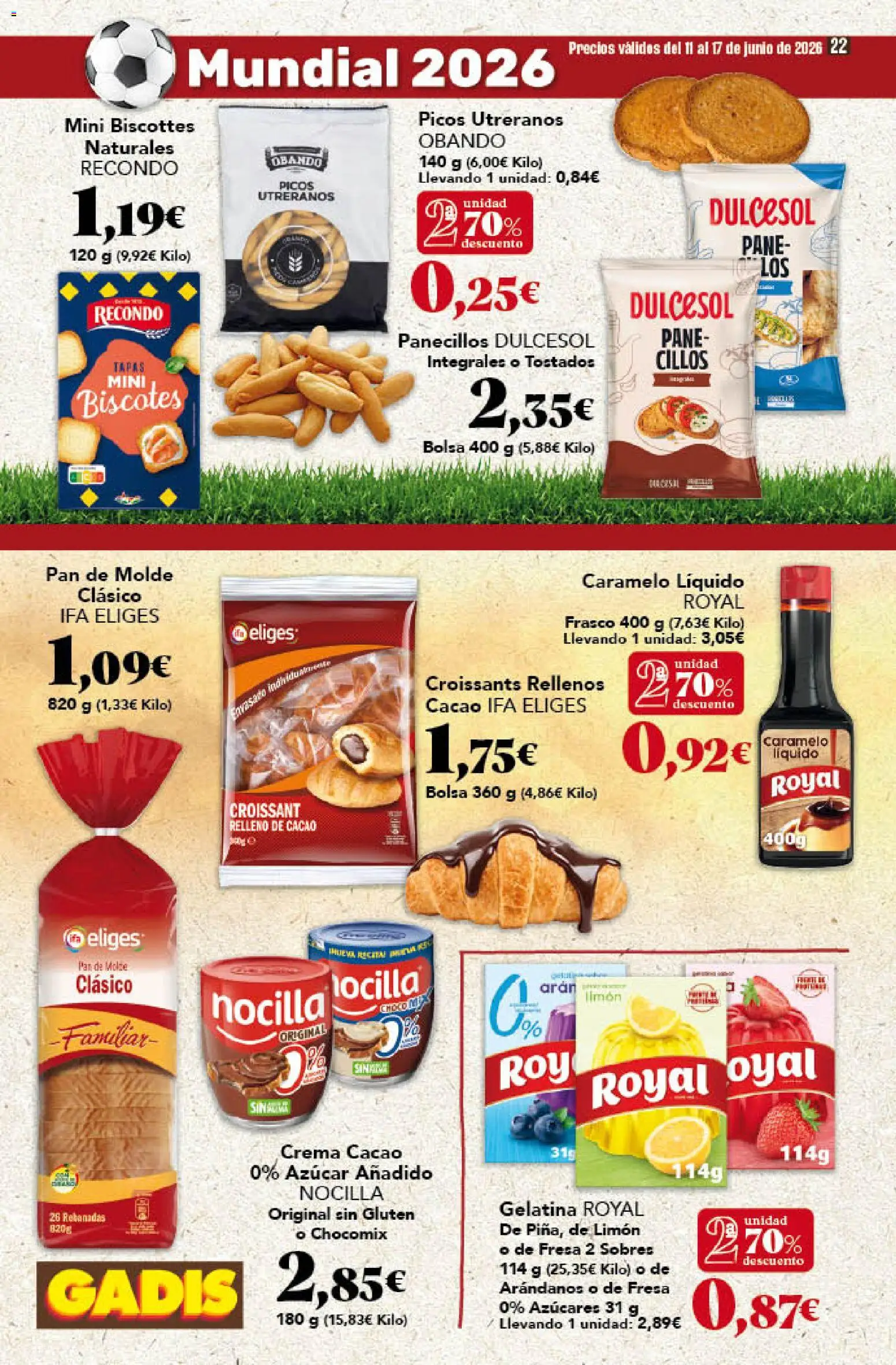 Gadis folleto │ válido desde el 11.06.2026 | Página: 22 | Productos: Gelatina, Pan, Crema, Pan de molde