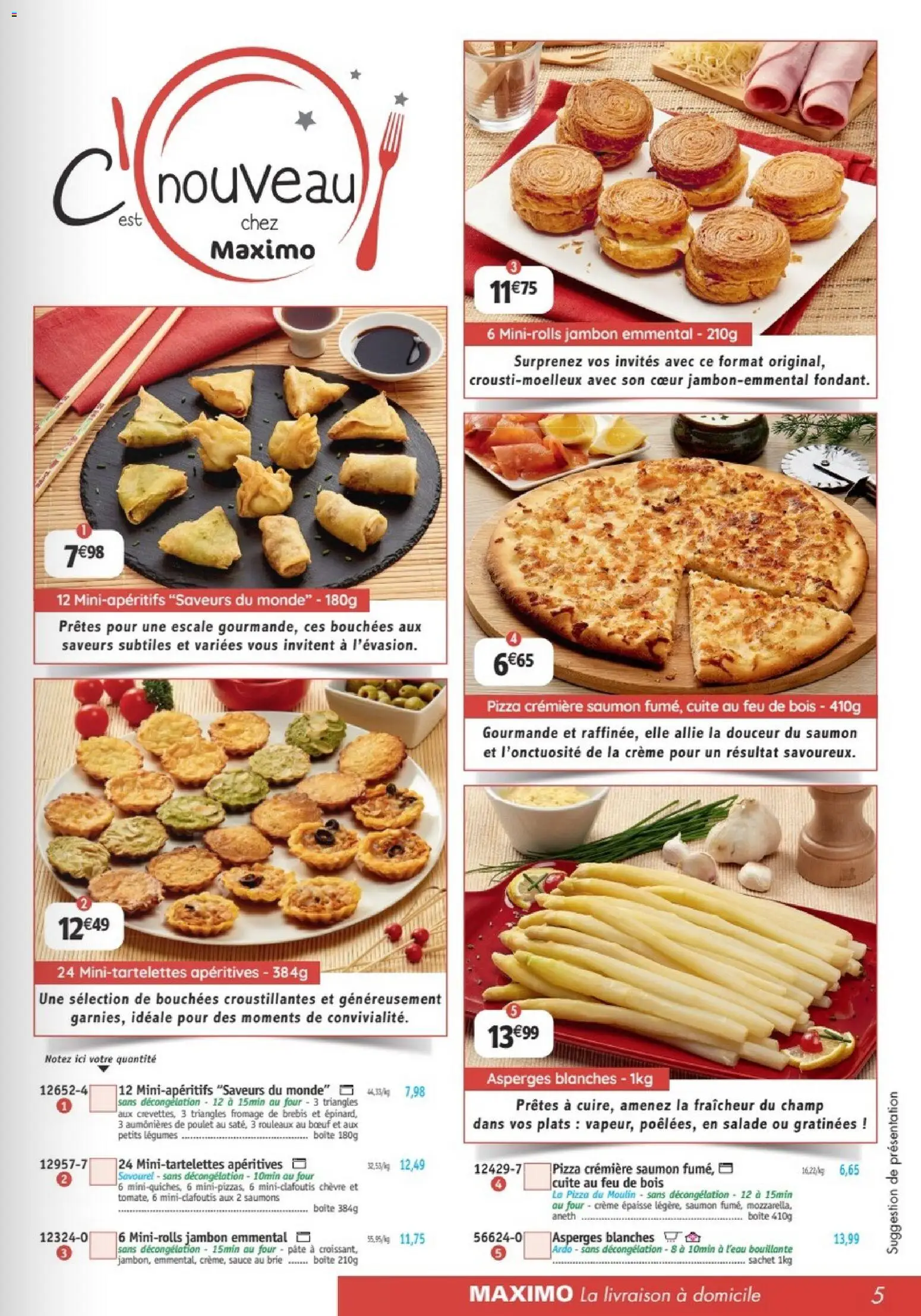 {H1} | Page: 5 | Produits: Salade, Emmental, Pâte, Jambon