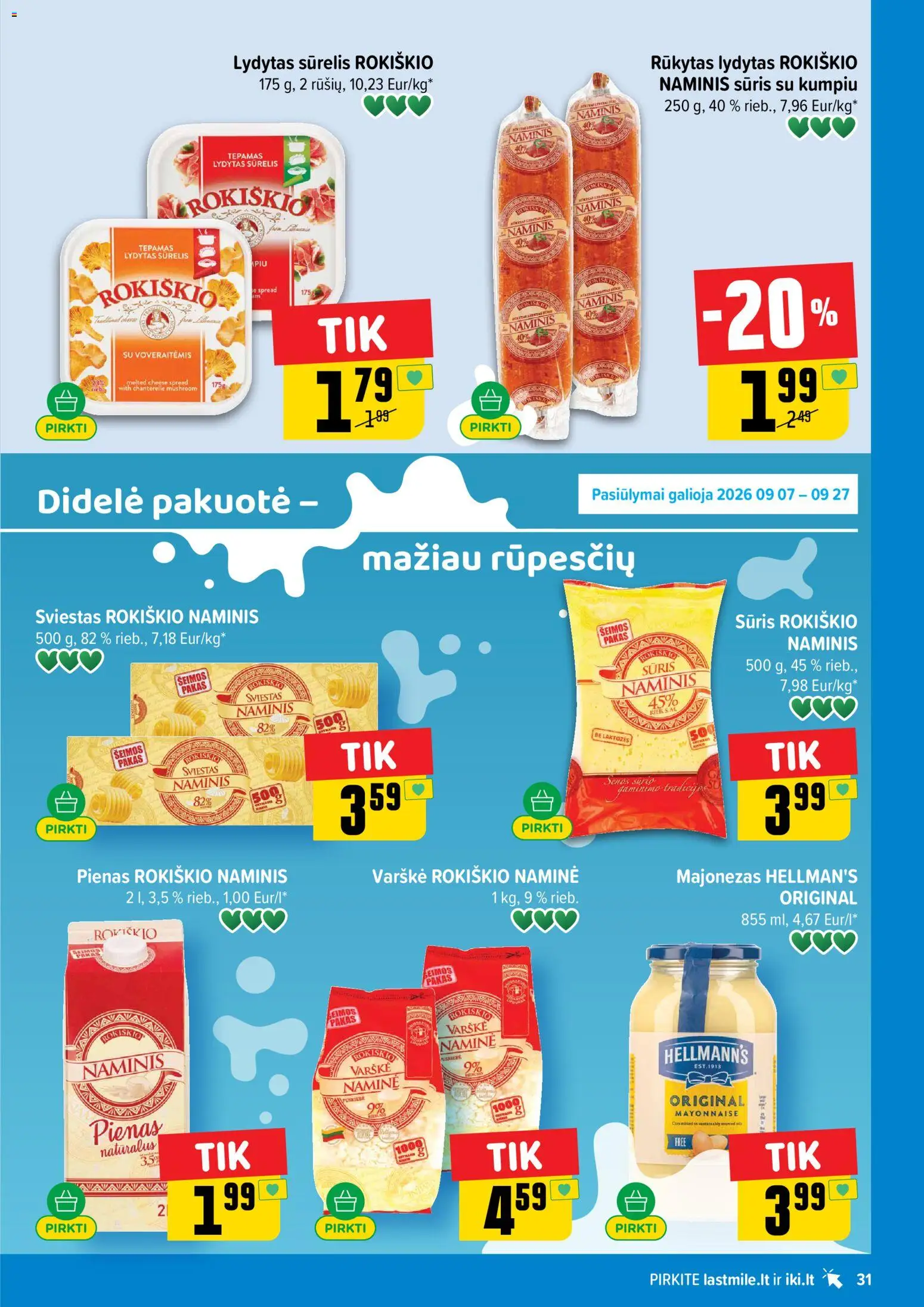 IKI akcijos nuo 2026.09.20 | Puslapis: 31 | Prekių: Sūrelis, Sūris, Sviestas, Majonezas