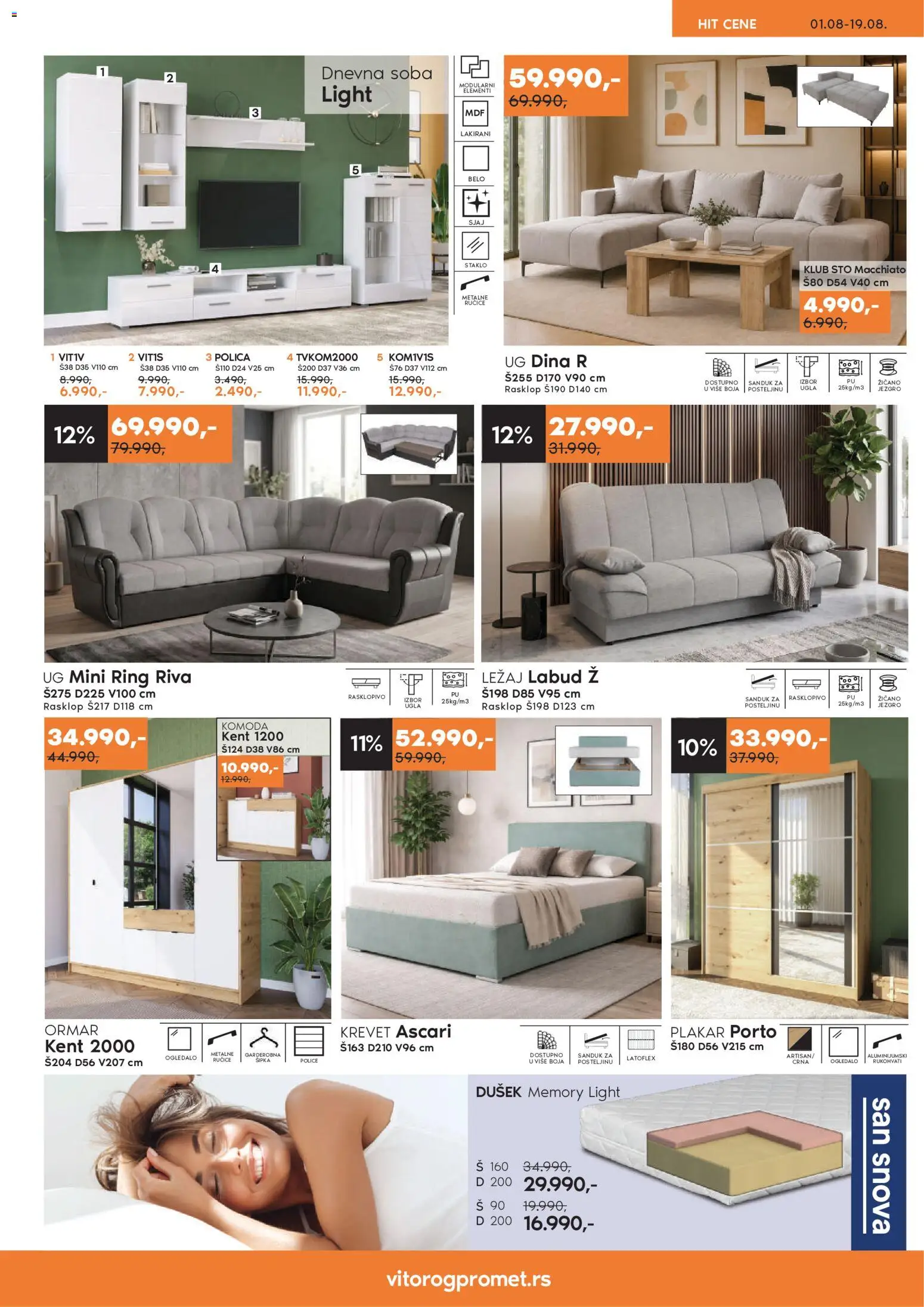 Vitorog katalog - važi od 01.08.2026 | Strana: 2 | Proizvode: Krevet, Komoda, Sto, Ormar