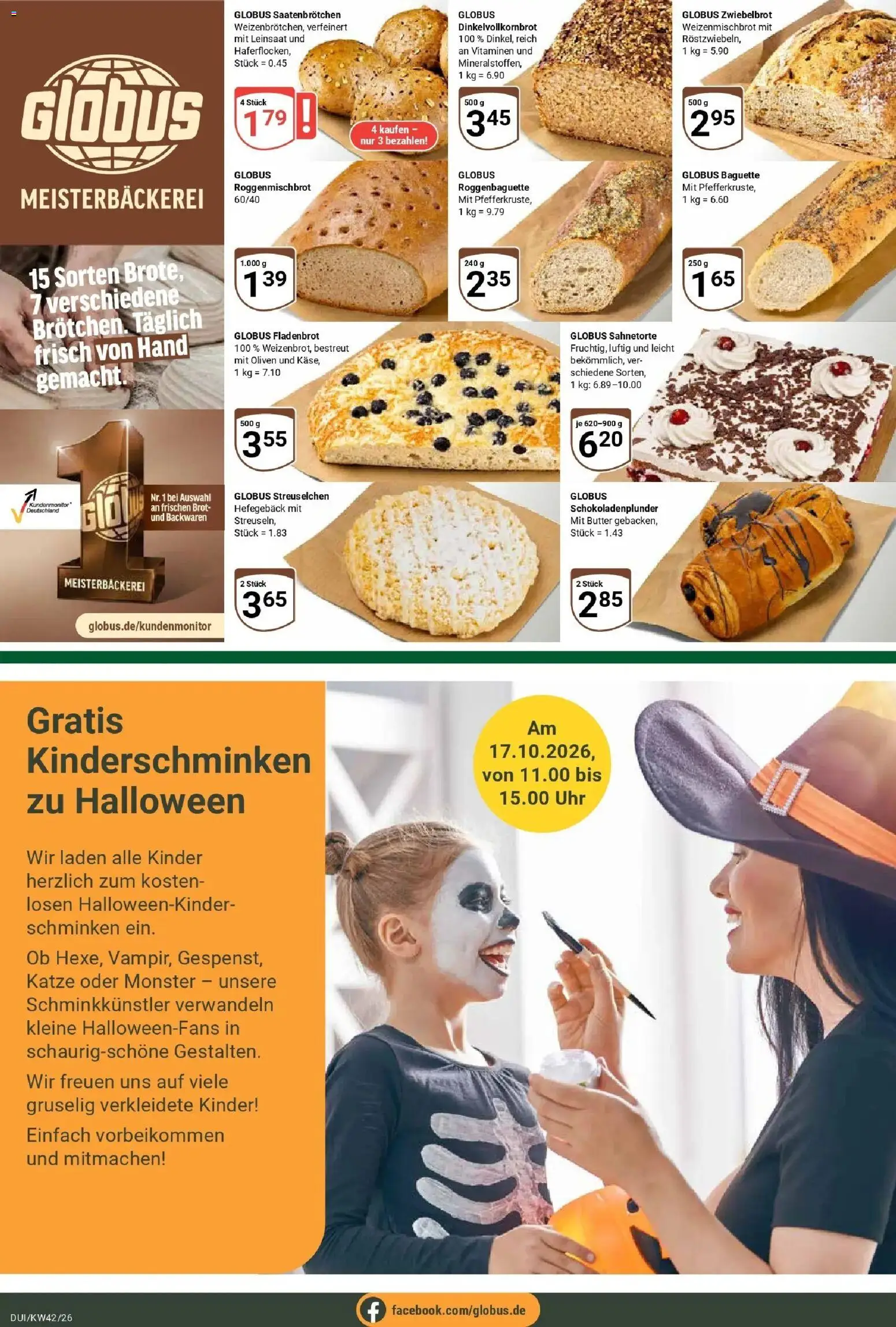 Globus Prospekt Duisburg (ab 12.10.2026) » Angebote online | Seite: 9 | Produkte: Baguette, Monster, Brot, Uhr