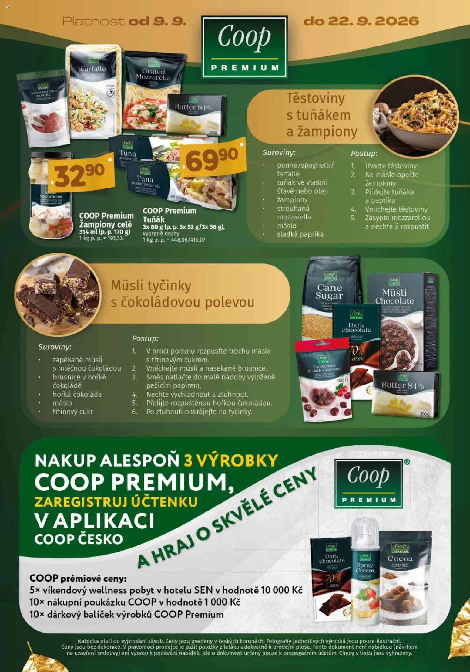 Konzum leták od 09.09.2026 | Strana: 7 | Produkty: Žampiony, Těstoviny, Brusnice, Mozzarella