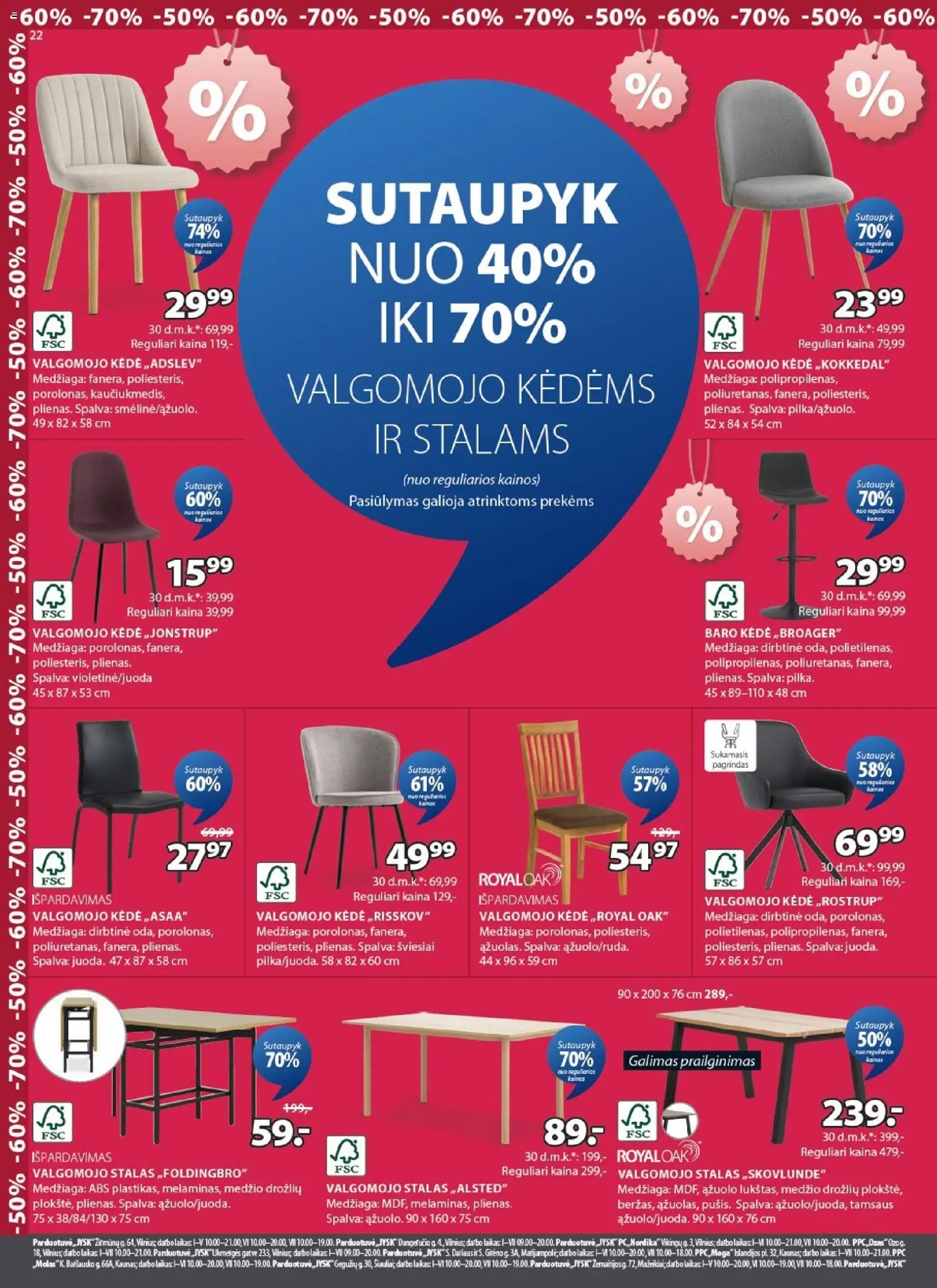 JYSK akcijos nuo 2026.07.14 | Puslapis: 22 | Prekių: Stalas, Kėdė