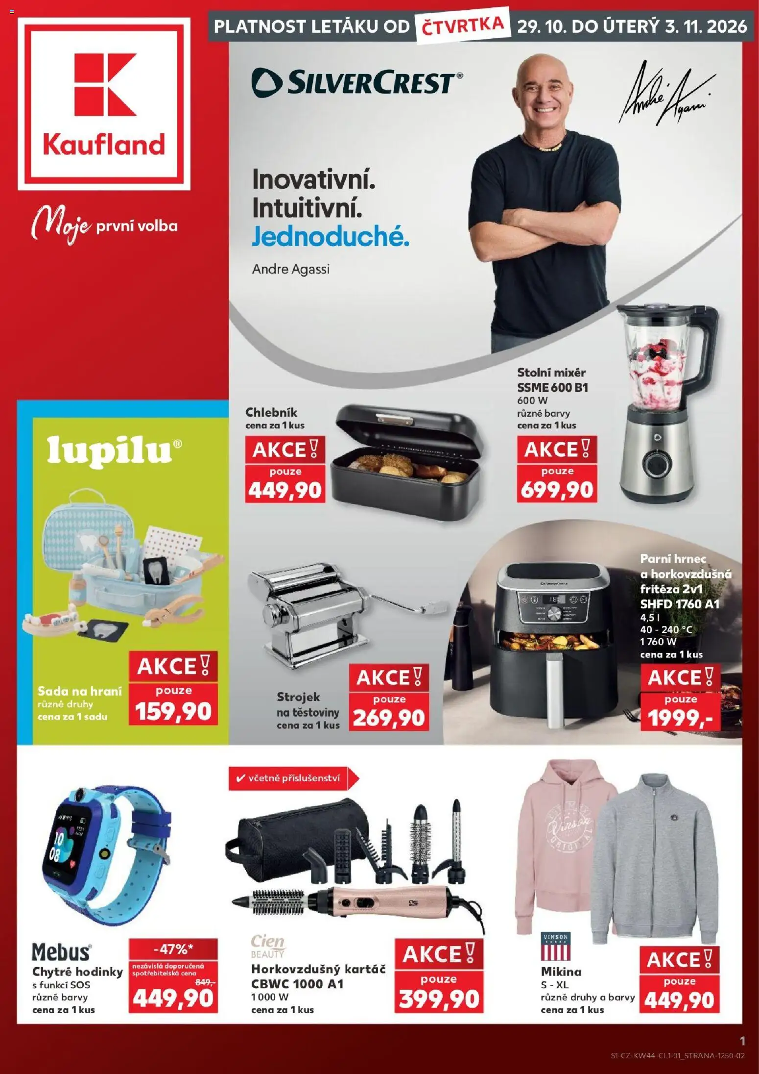Kaufland leták - Plzeň Bory od 29.10.2026 | Strana: 1 | Produkty: Těstoviny, Cien, Barvy, Chytré hodinky