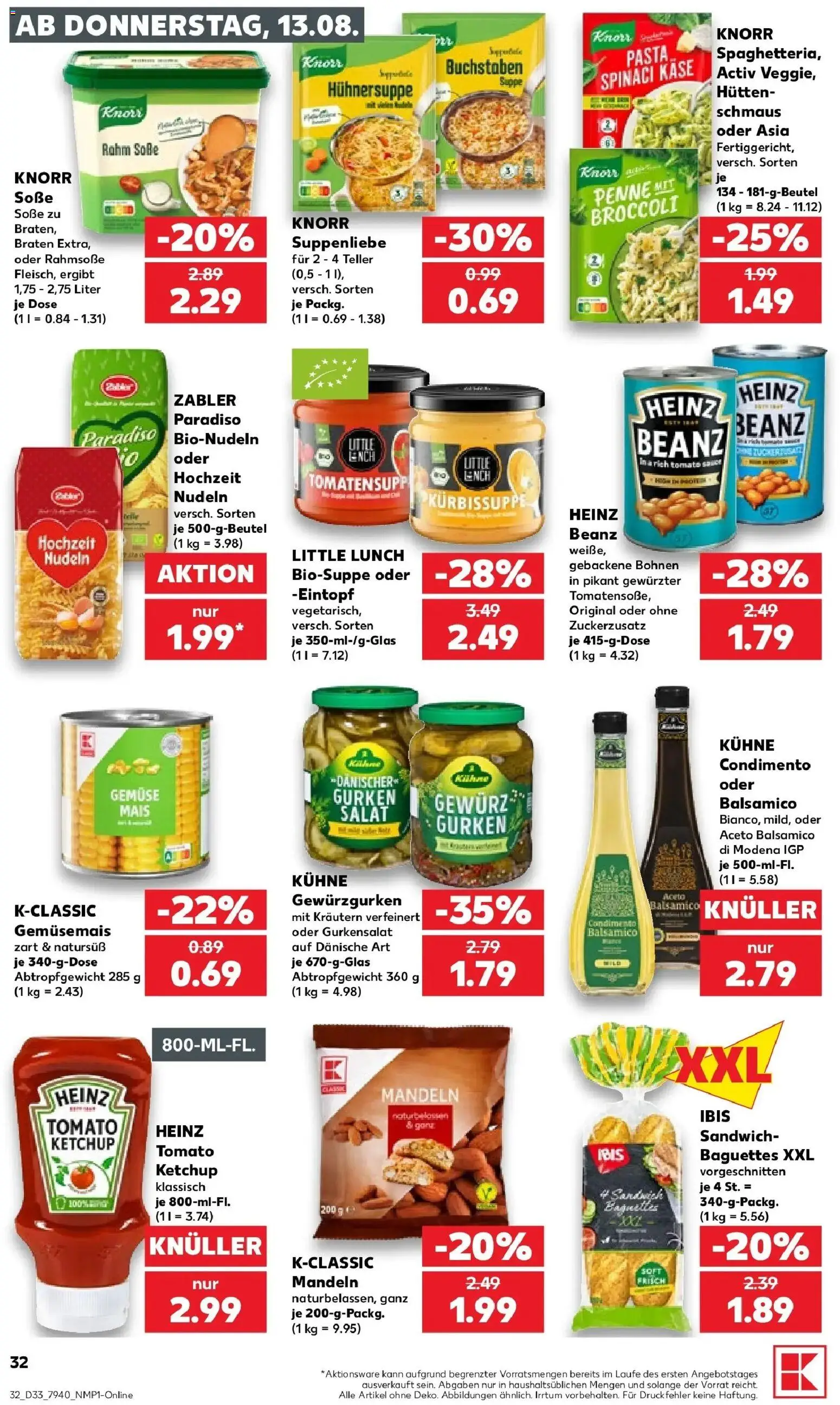 Prospekt Kaufland ab 13.08.2026 » Angebote Online zum Blättern | Seite: 36 | Produkte: Gemüse, Soße, Nudeln, Ketchup